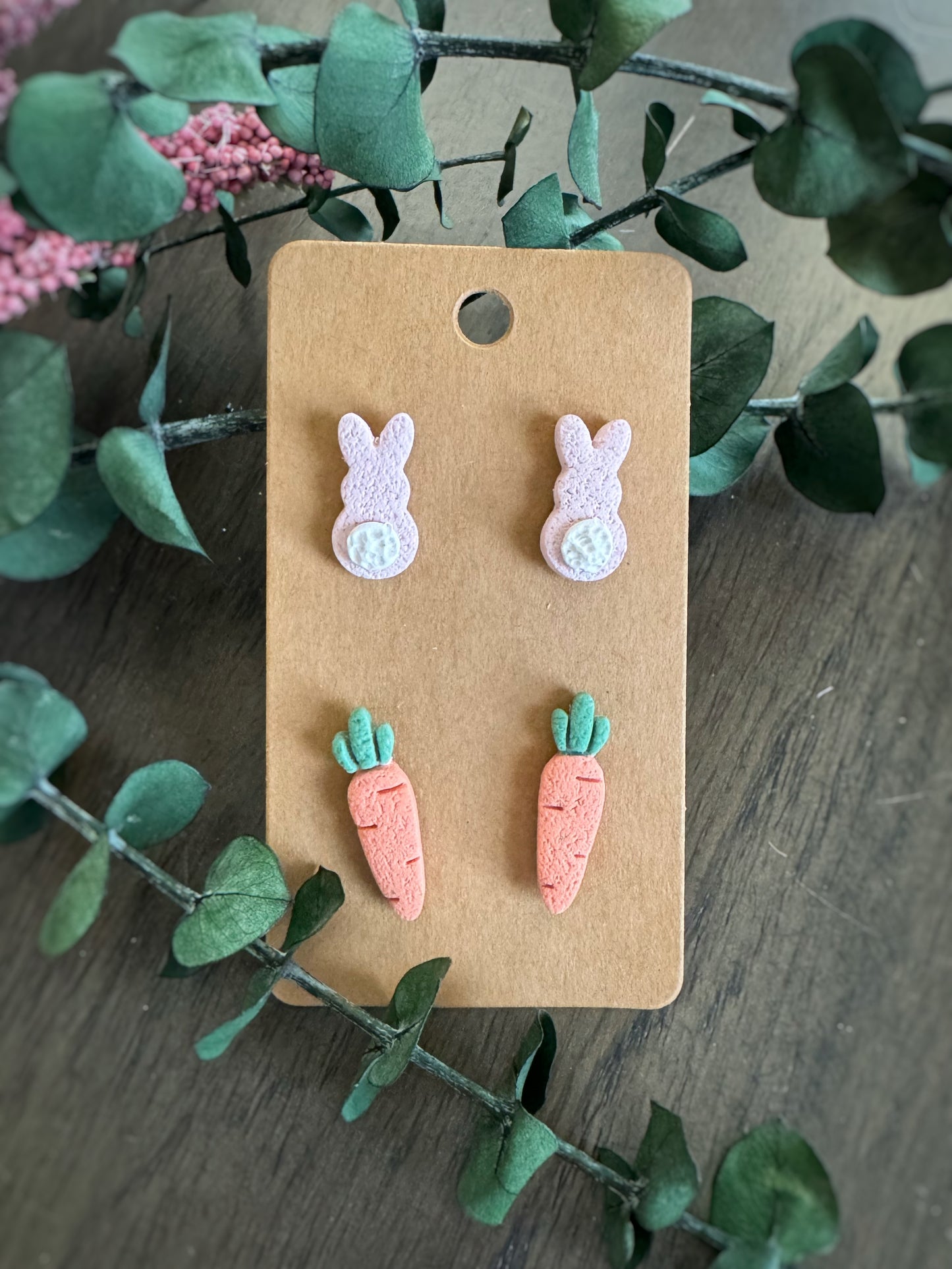 Bunny Tail and Carrot Studs