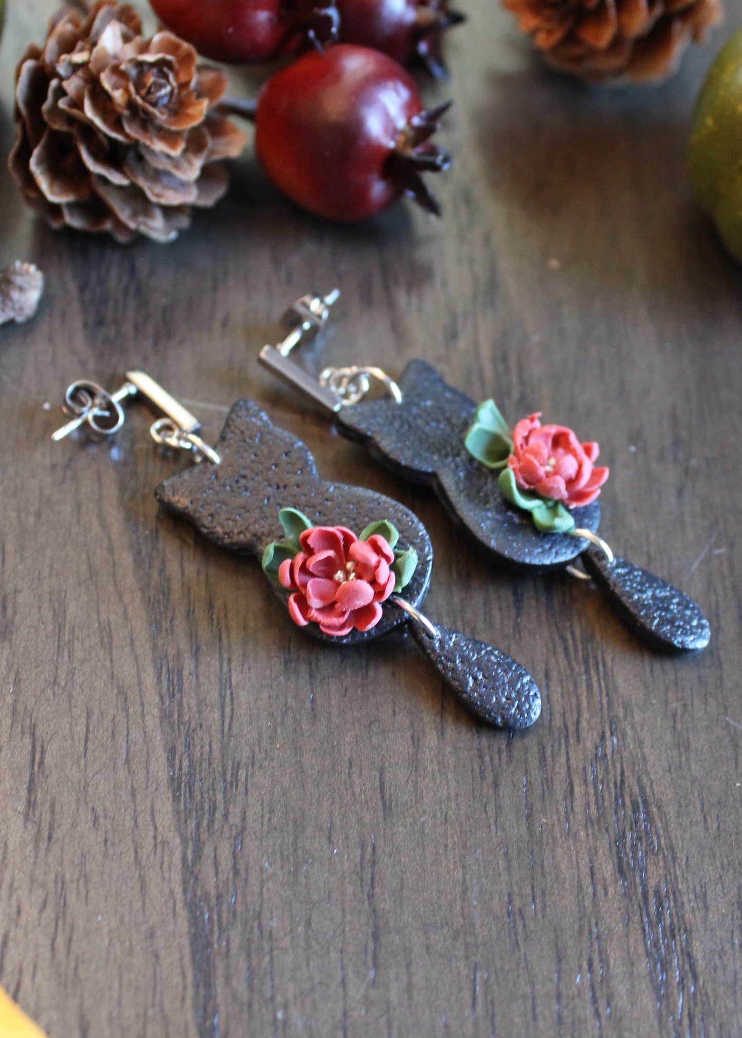 Floral Black Cats