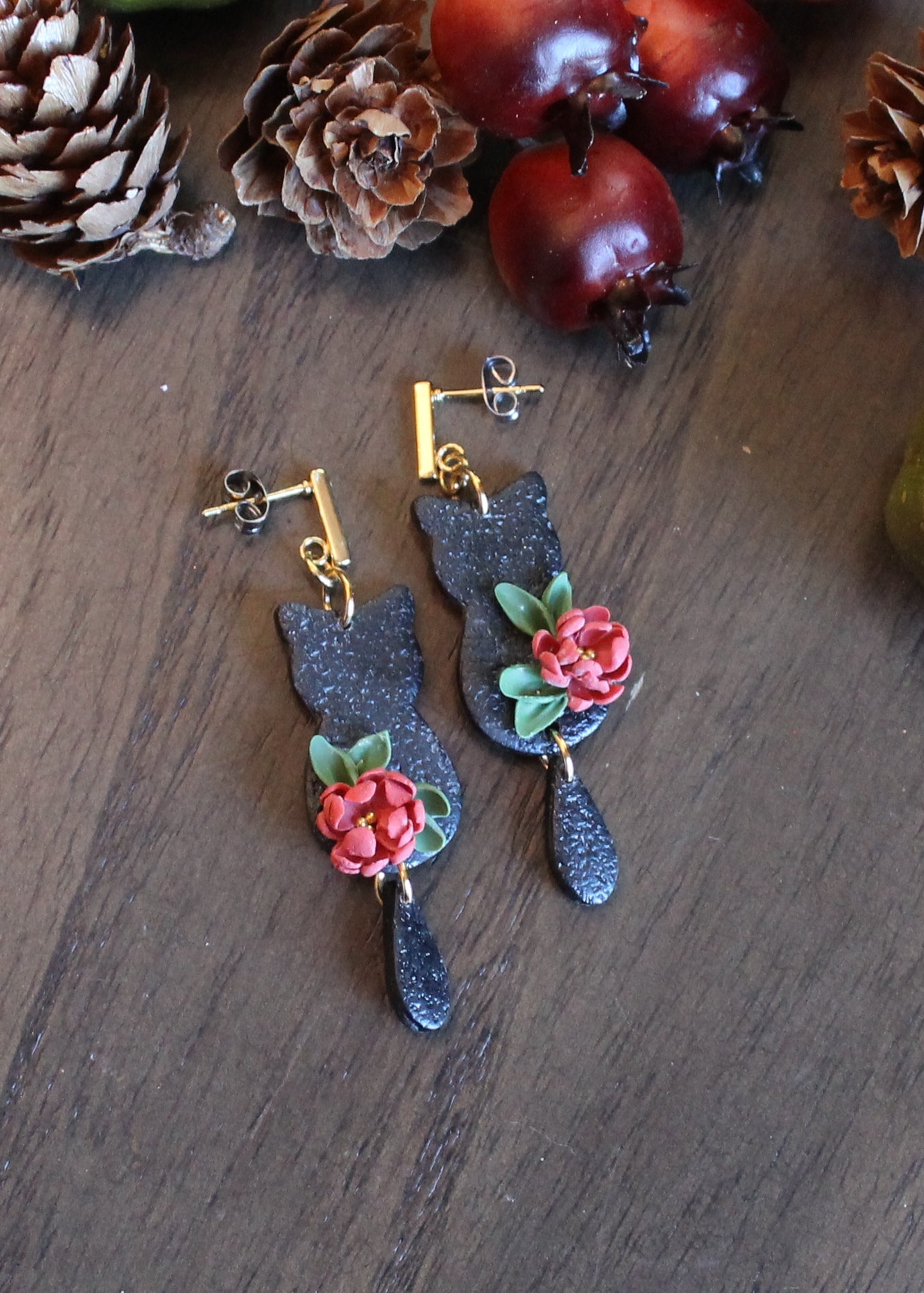 Floral Black Cats