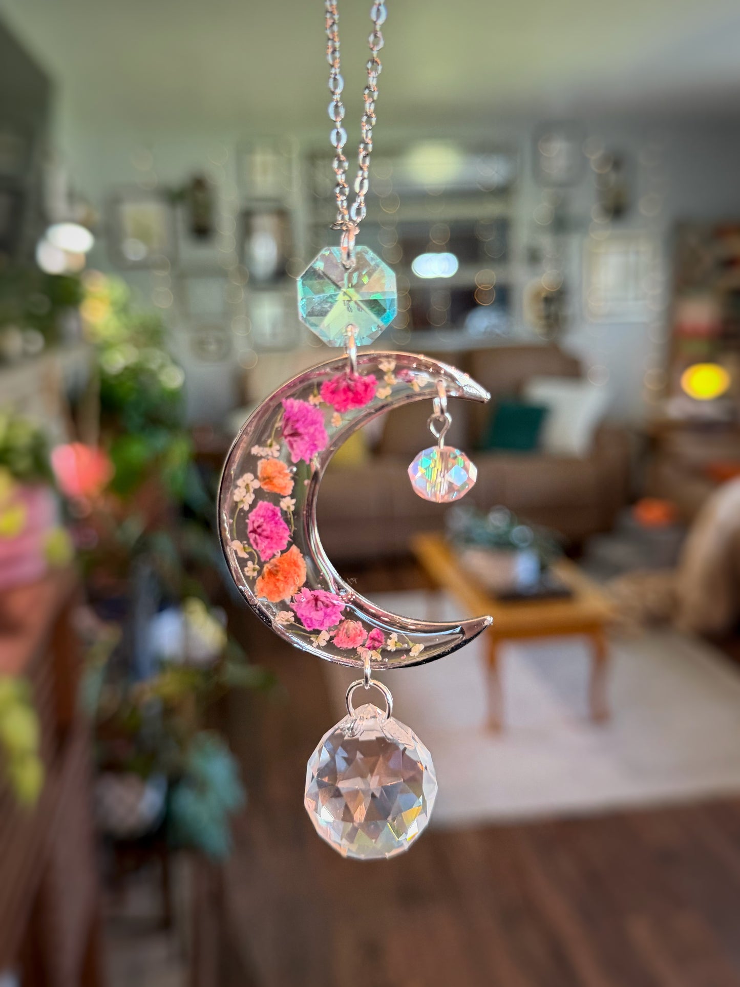 Pink Baby’s Breath Rearview Mirror Charm