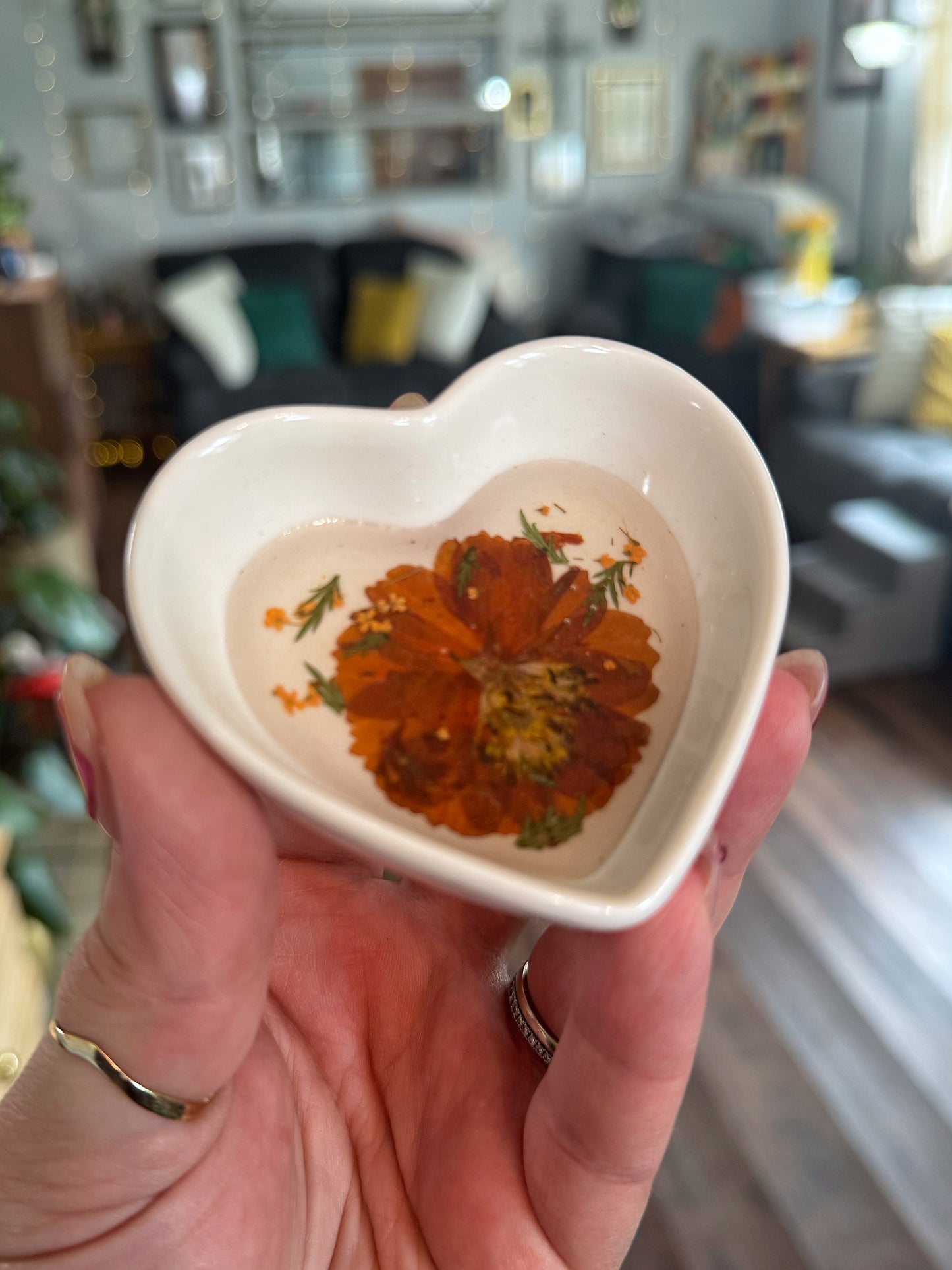 Burnt Orange Heart Ring Dish