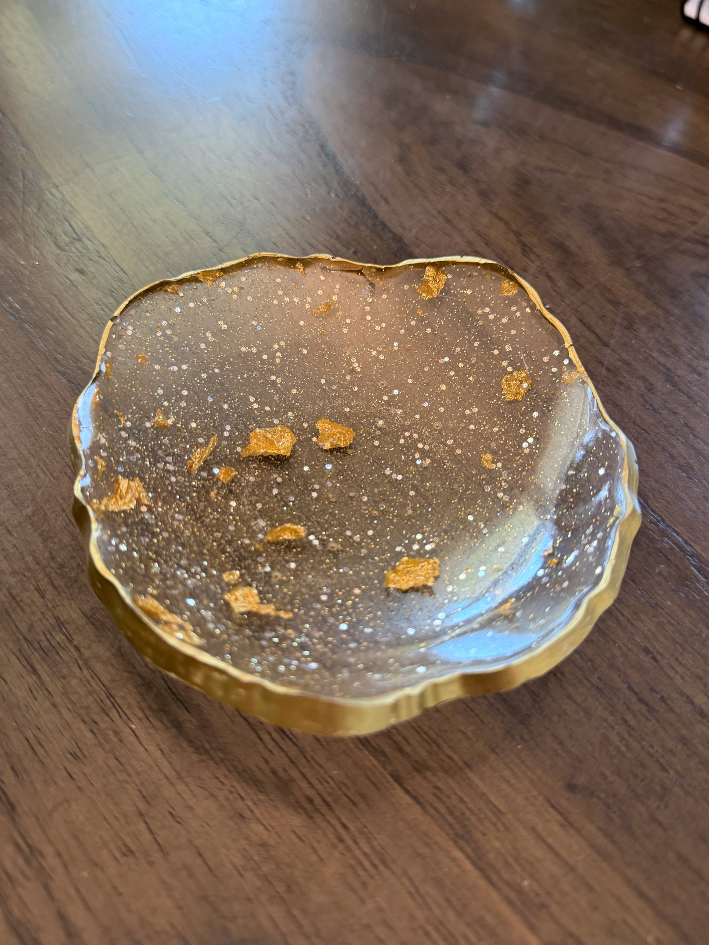 Clear Gold Leaf Ring Dish