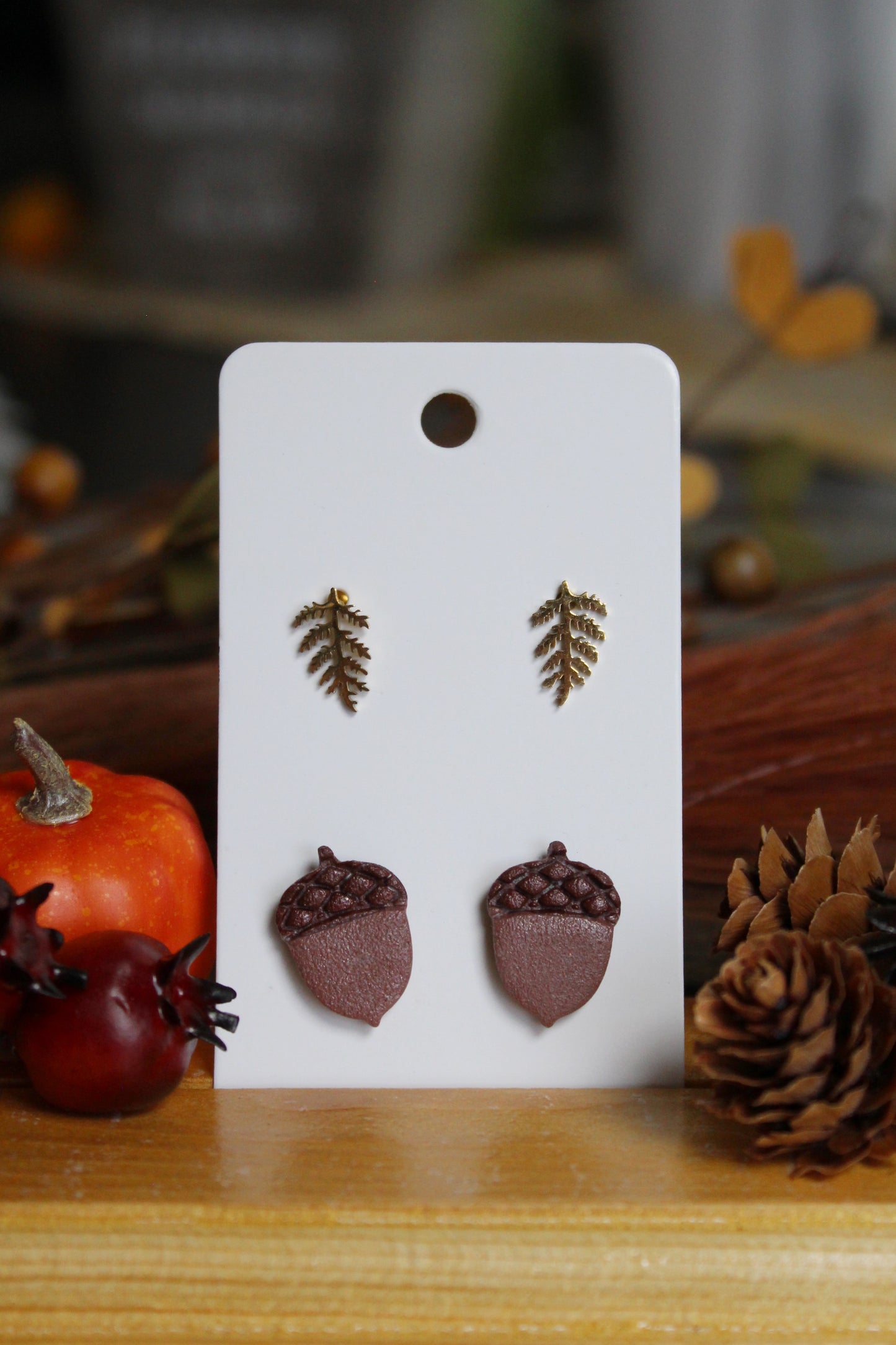 Acorn and Fern Leaf Studs