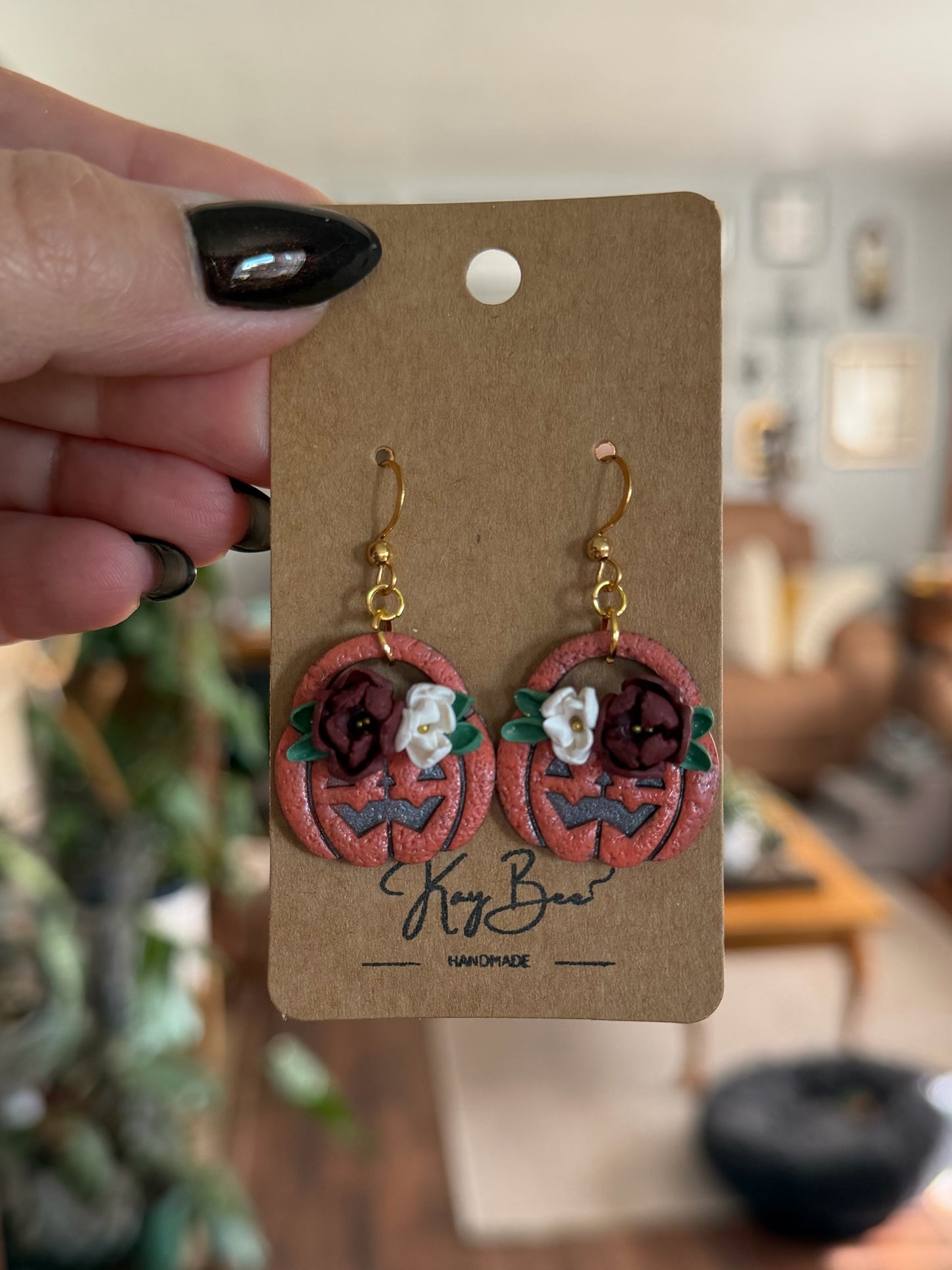 Floral Jack o' Lantern Earrings