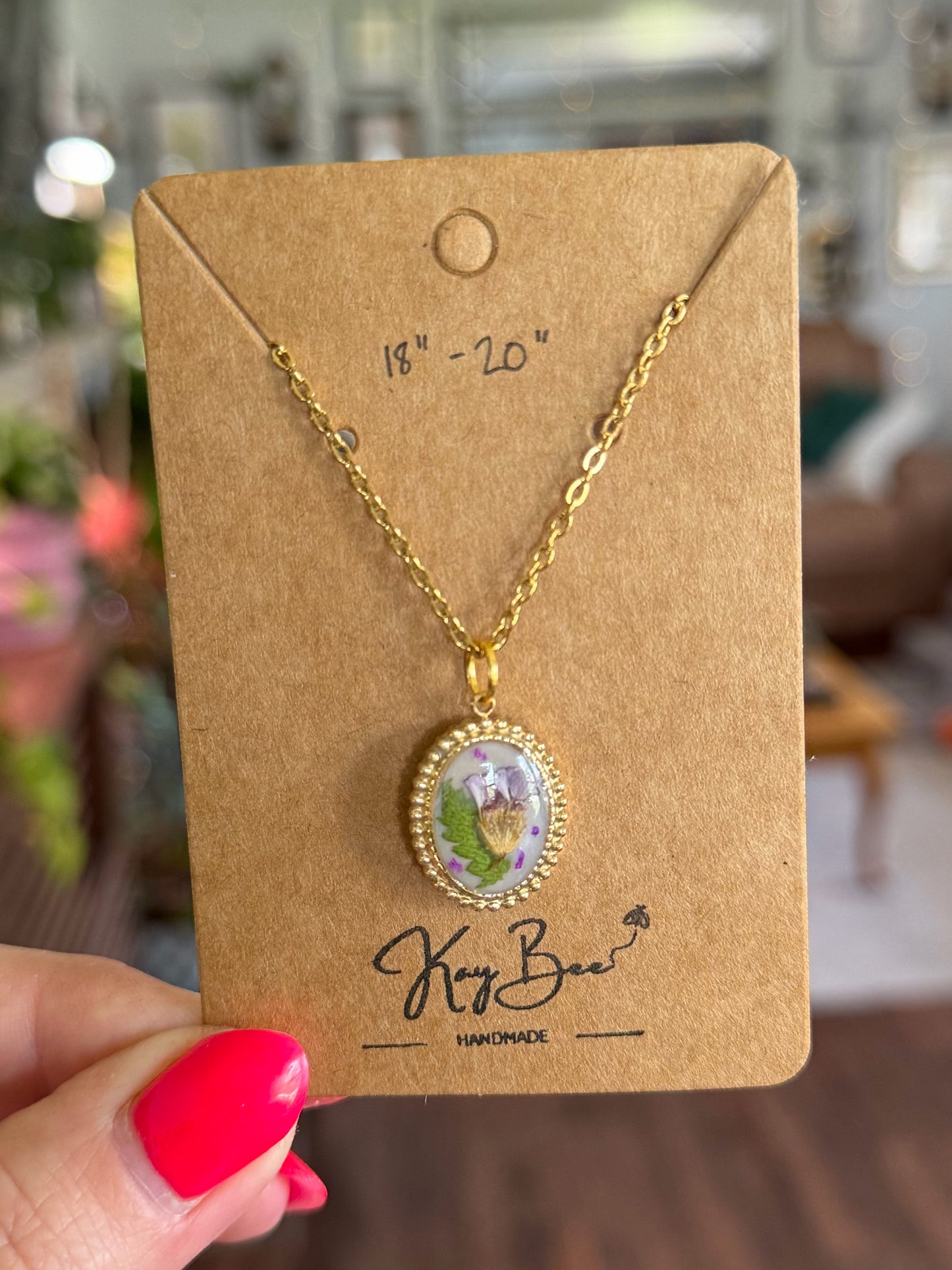 Beaded Gold Oval Necklace