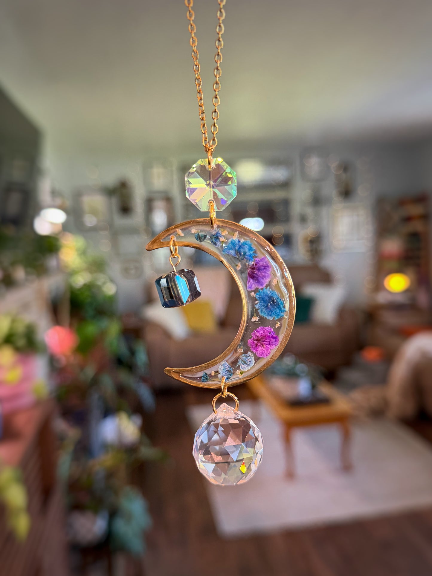 Gold Moon Rearview Mirror Charm