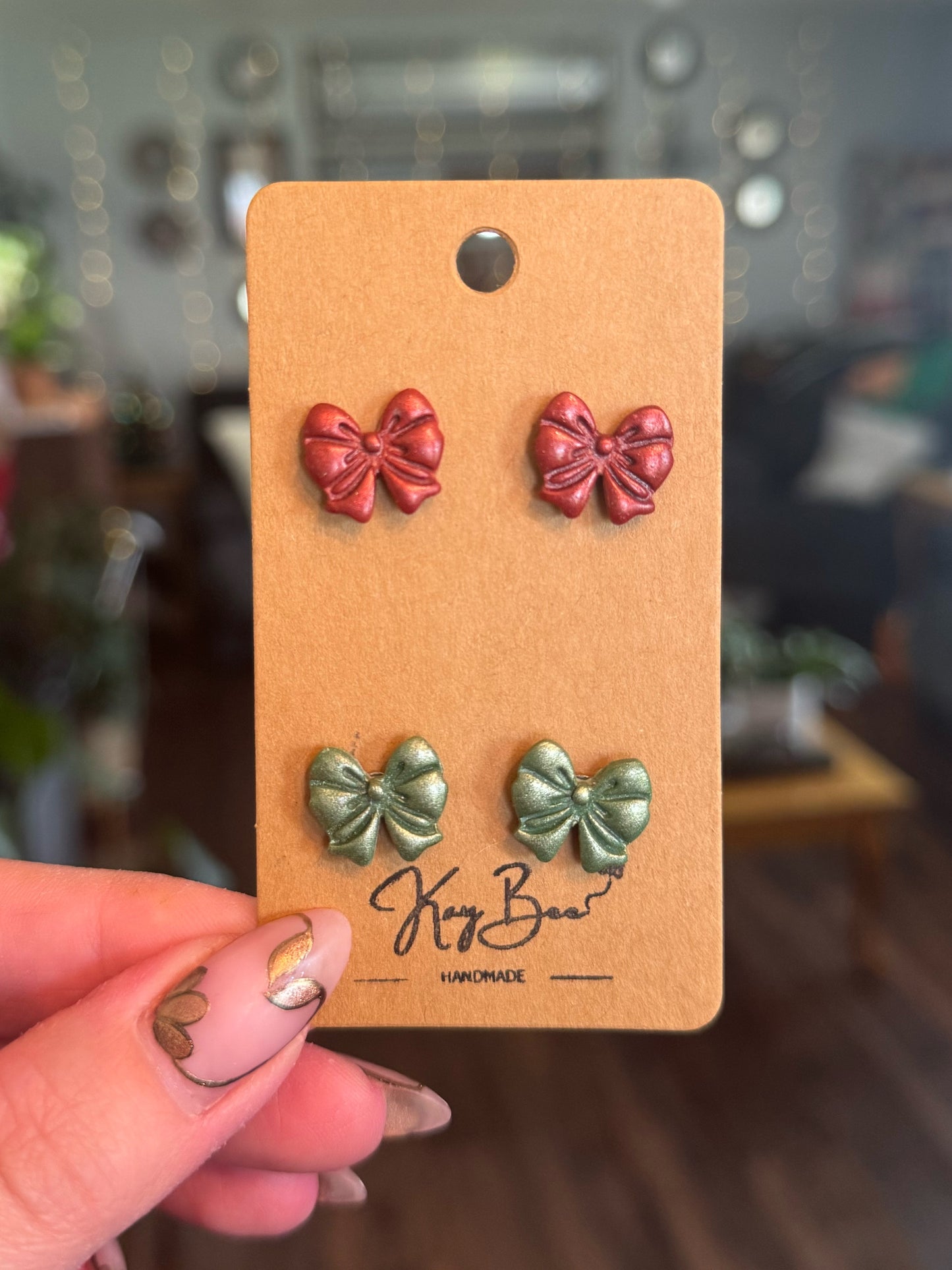 Christmas Bow Studs