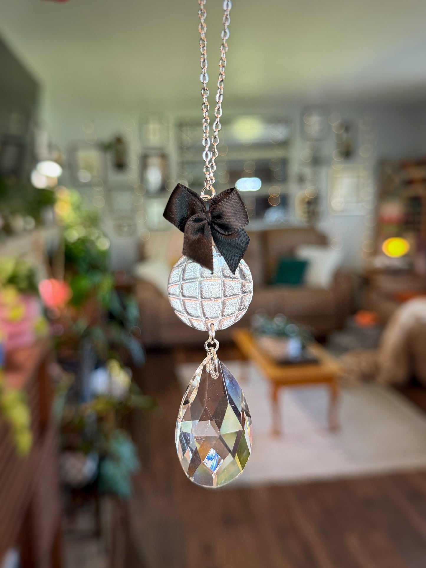 Bow Mirrorball Rearview Mirror Charm