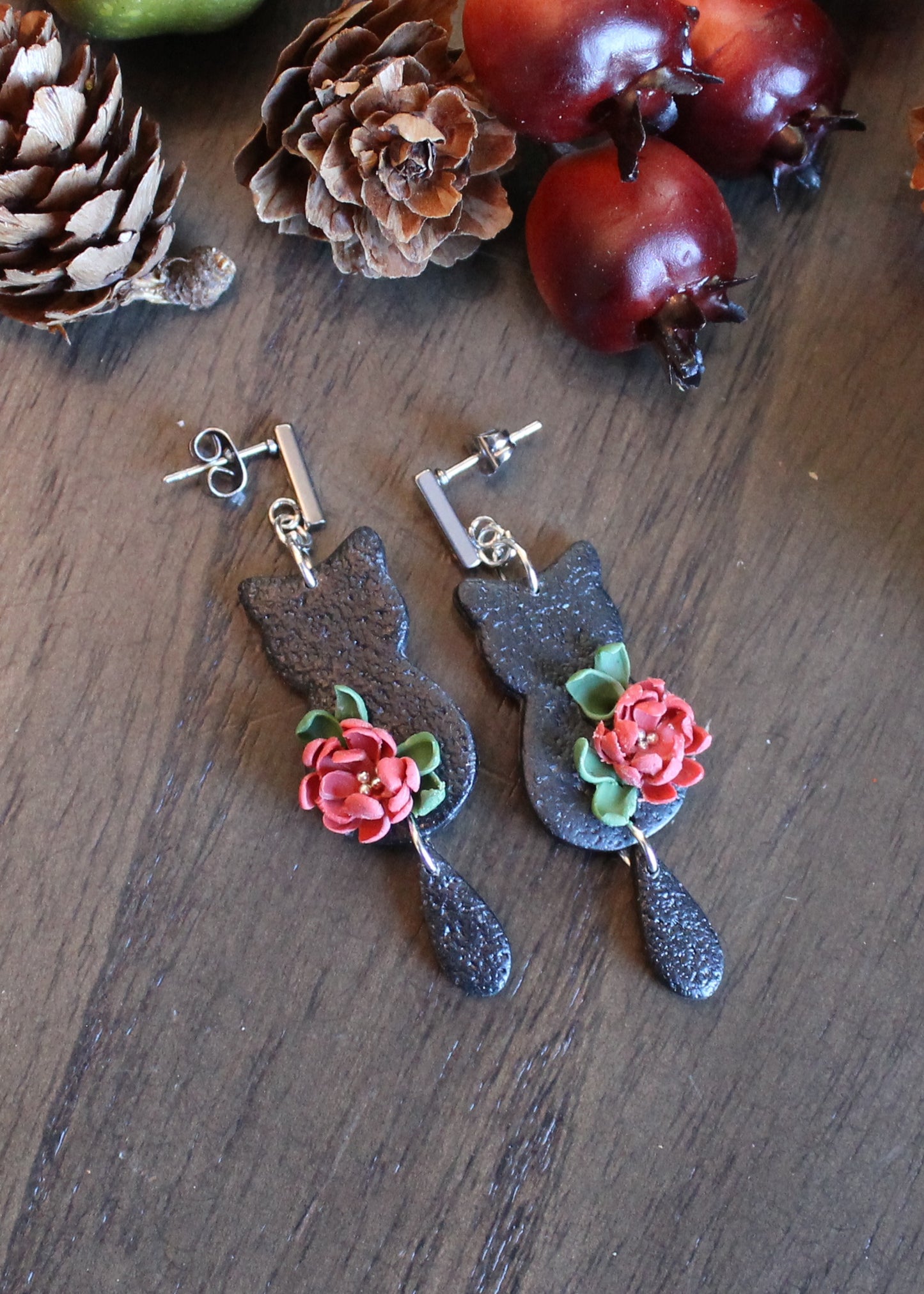 Floral Black Cats