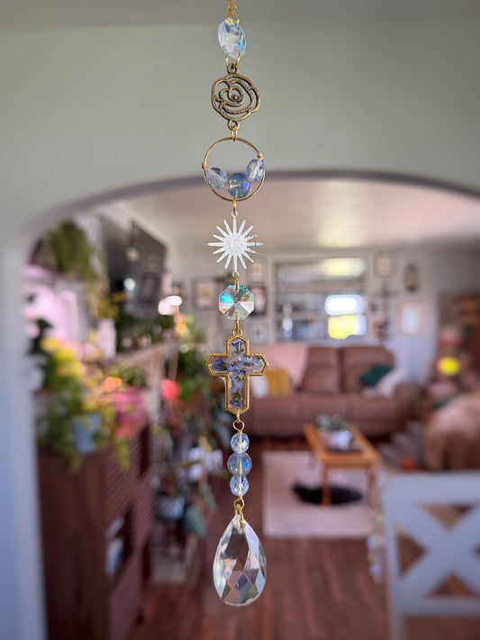 Forget Me Not Cross Sun Catcher