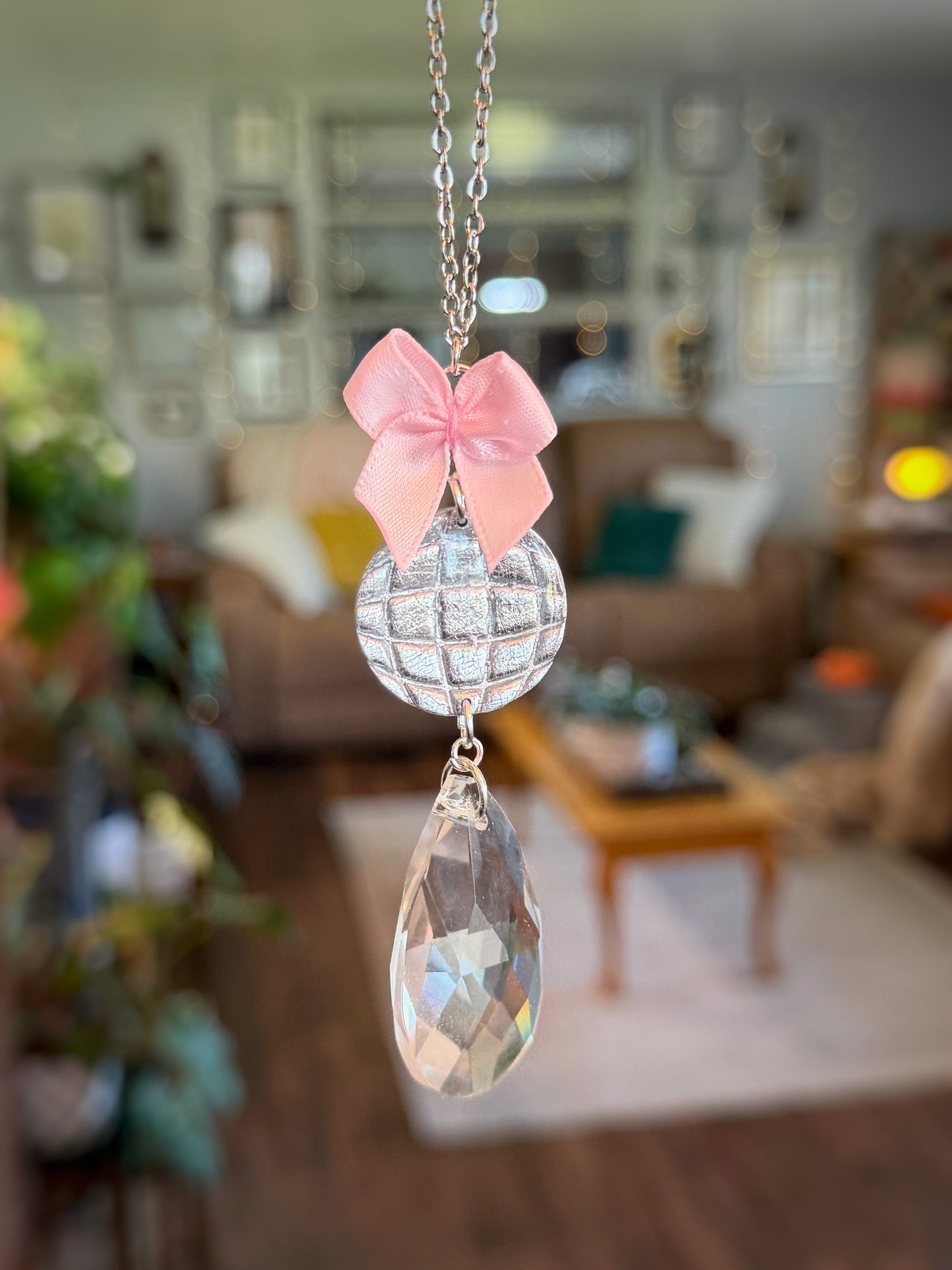 Bow Mirrorball Rearview Mirror Charm