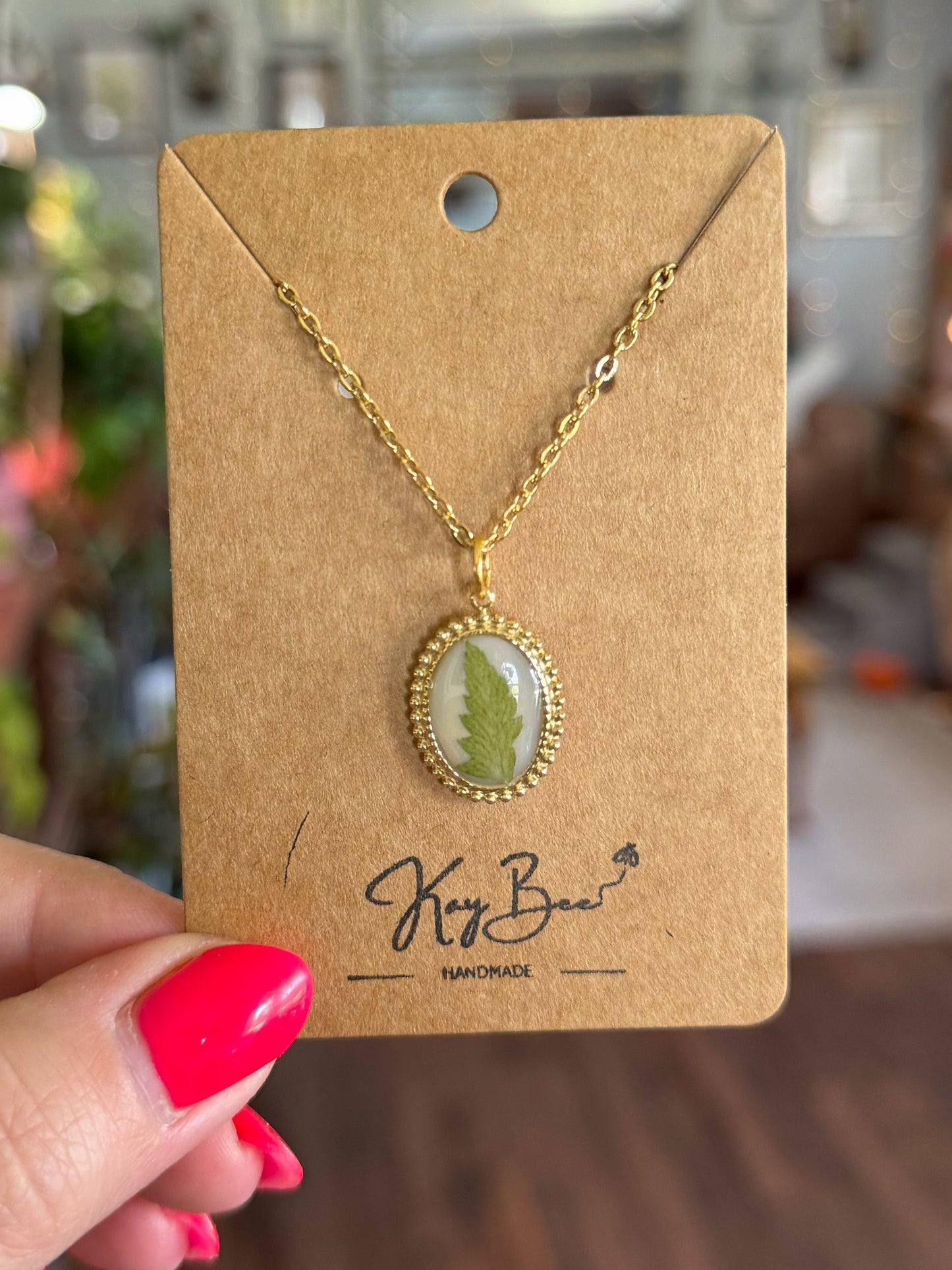 Beaded Gold Oval Necklace
