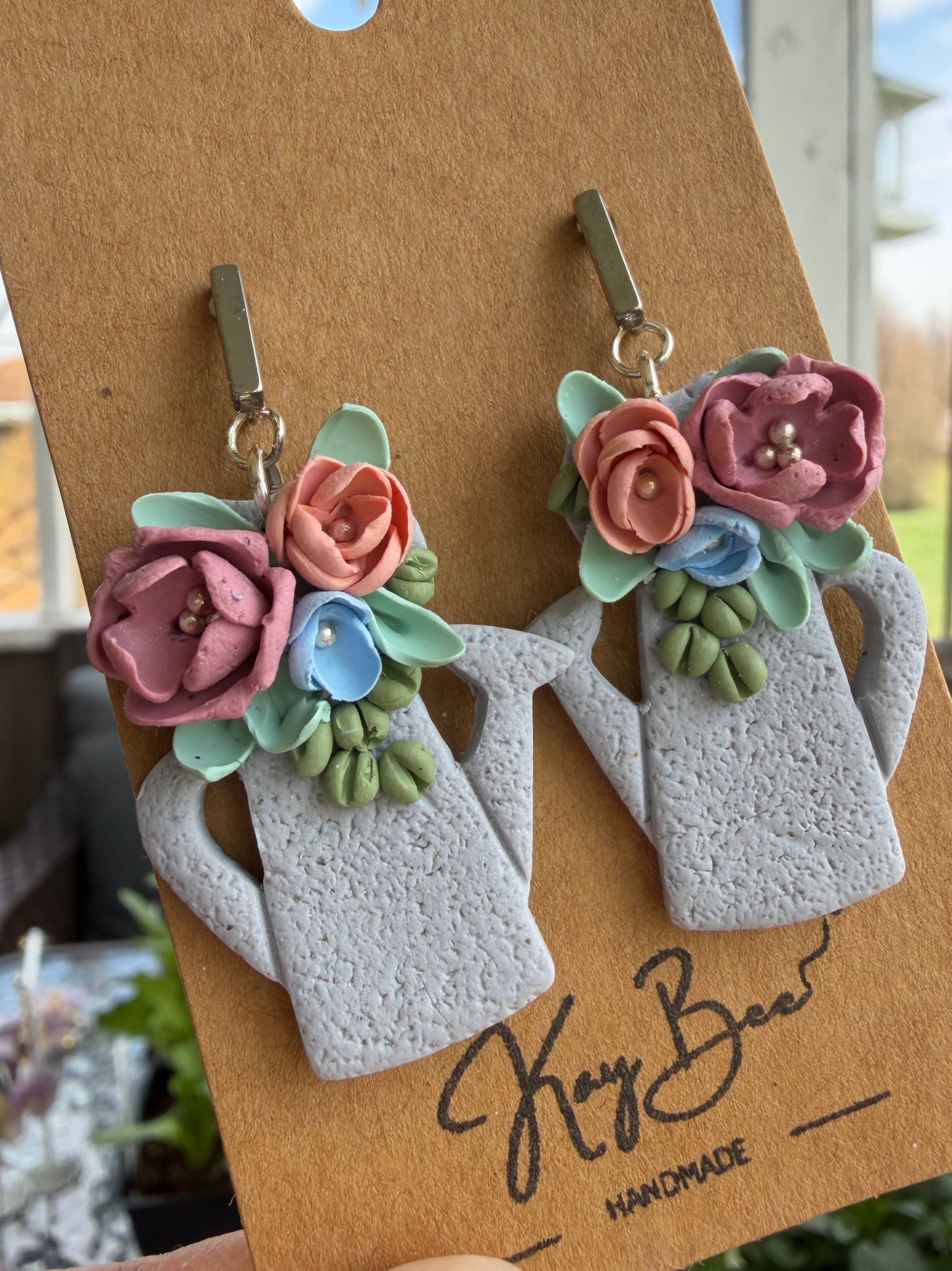 Floral Watering Can Earrings