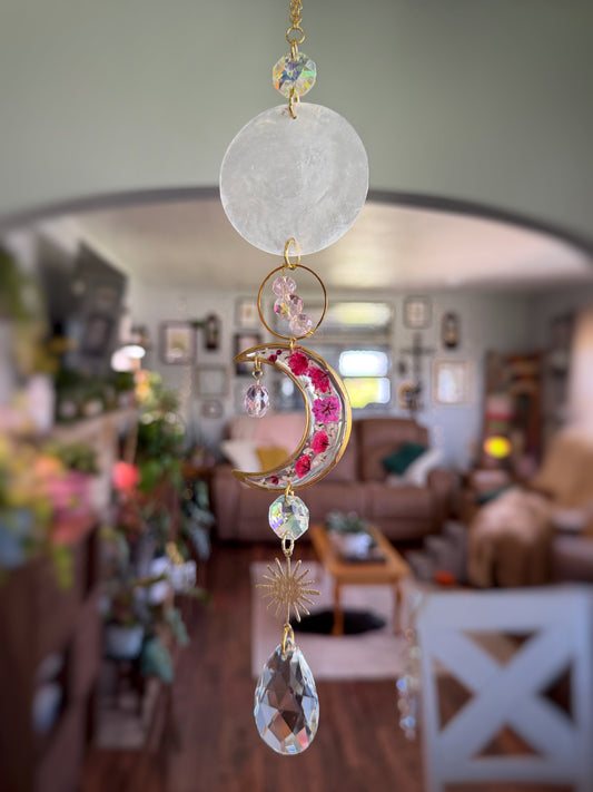 Pink Baby’s Breath Moon Sun Catcher