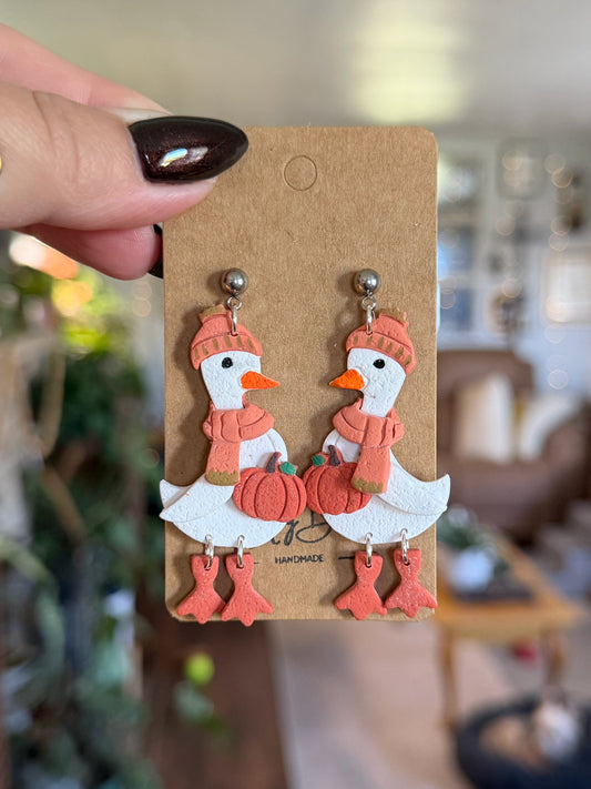 Fall Porch Goose Earrings