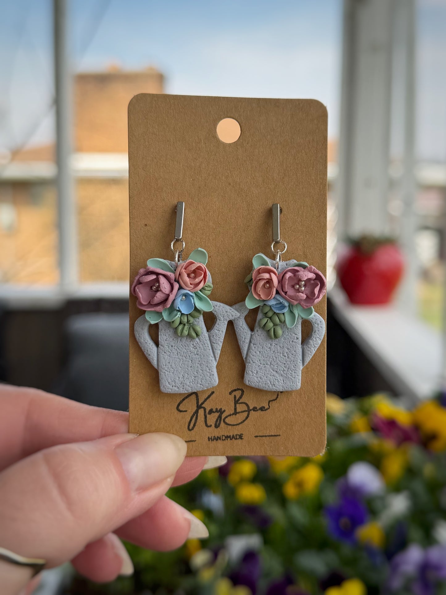 Floral Watering Can Earrings