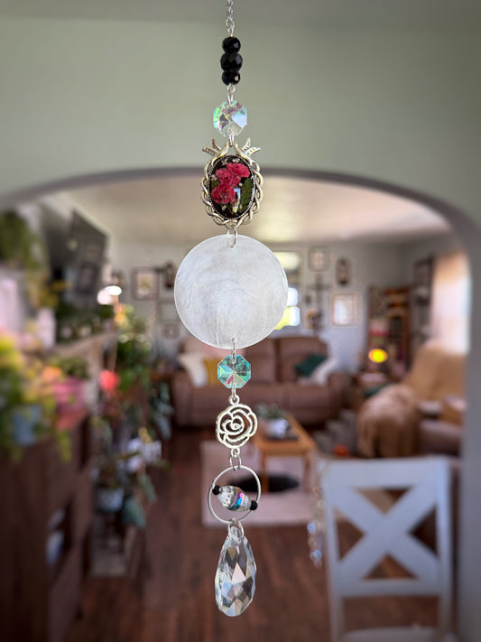Pink Baby’s Breath Bird Sun Catcher