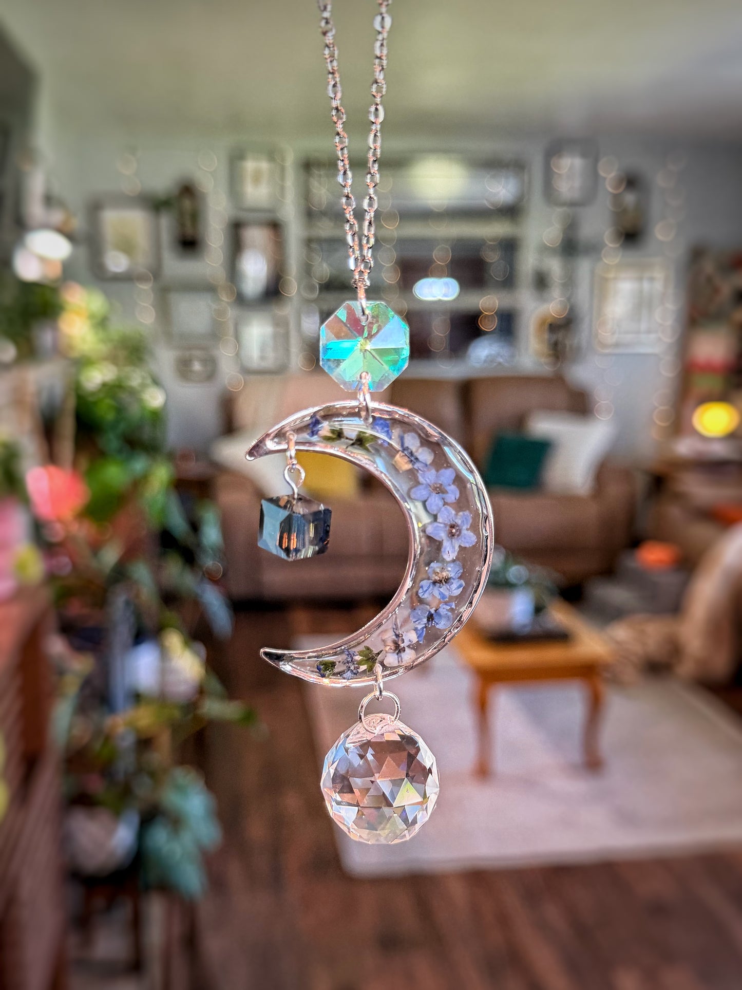 Forget Me Not Moon Rearview Mirror Charm