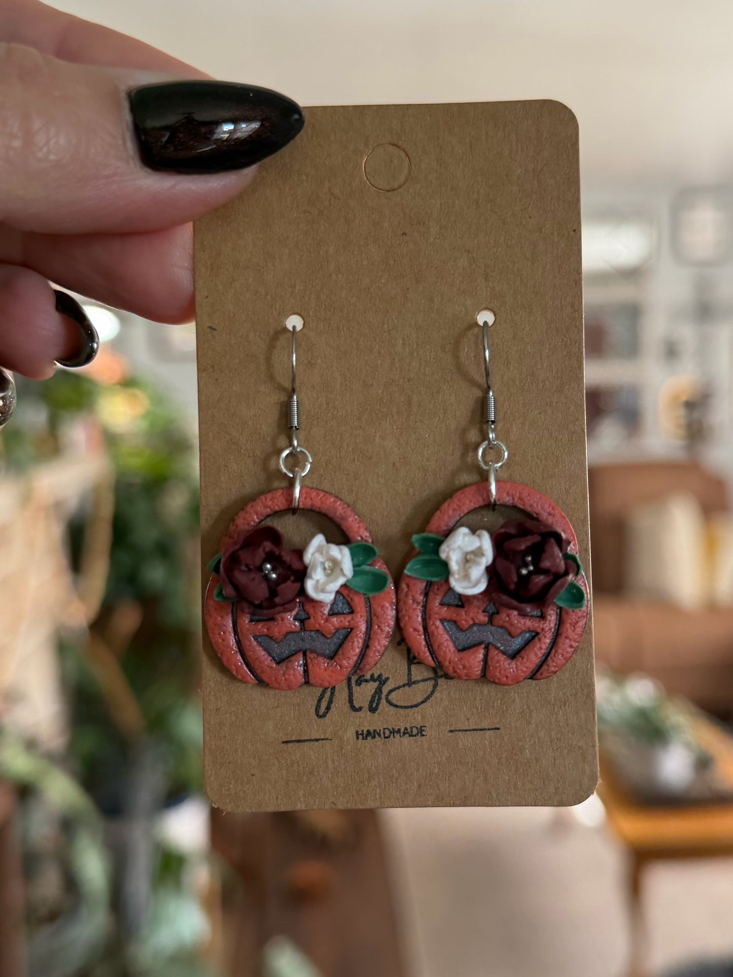 Floral Jack o' Lantern Earrings