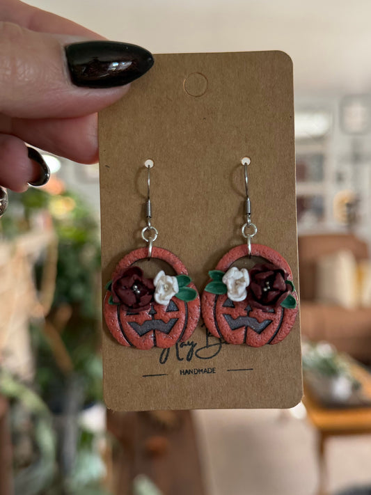 Floral Jack o' Lantern Earrings