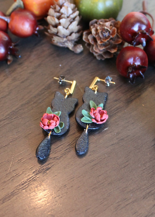 Floral Black Cats