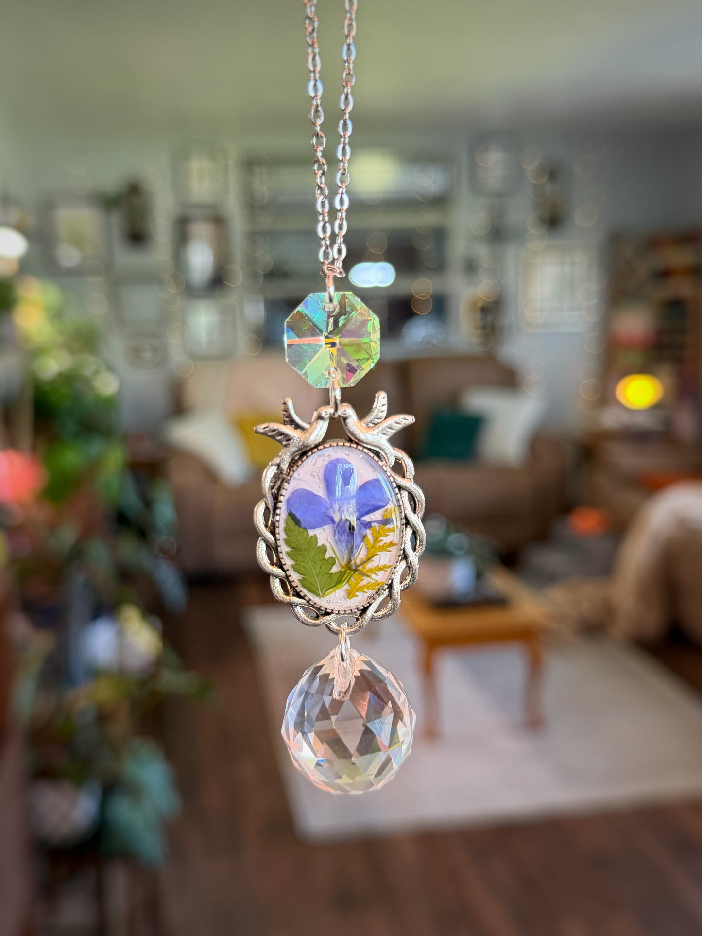Silver Bird Rearview Mirror Charm