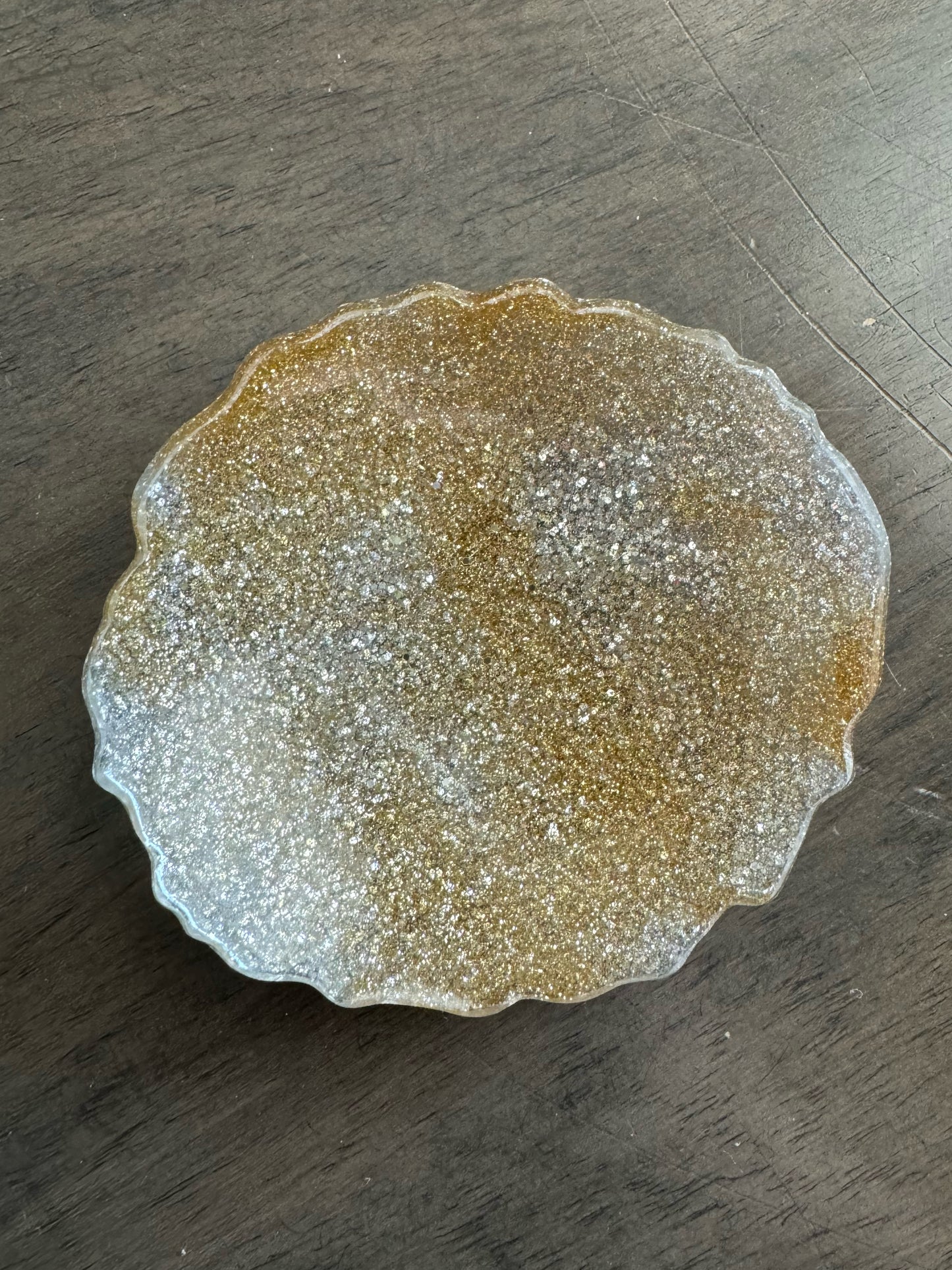 Gold and Silver Glitter Ring Dish