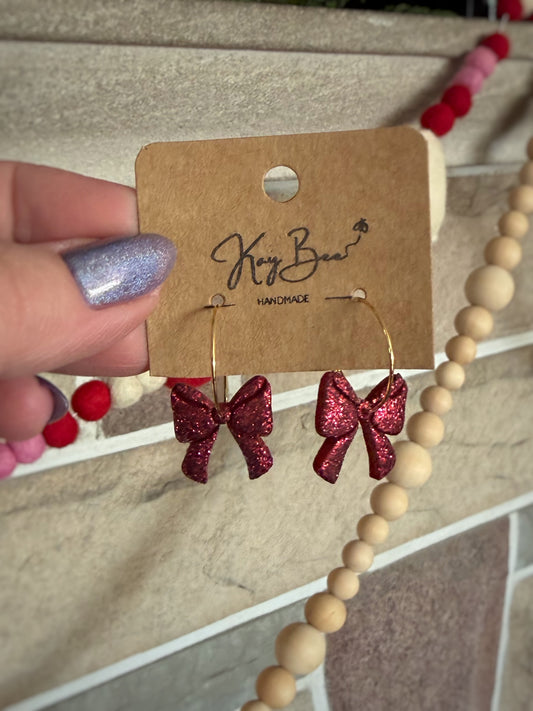 Glitter Bow Hoops