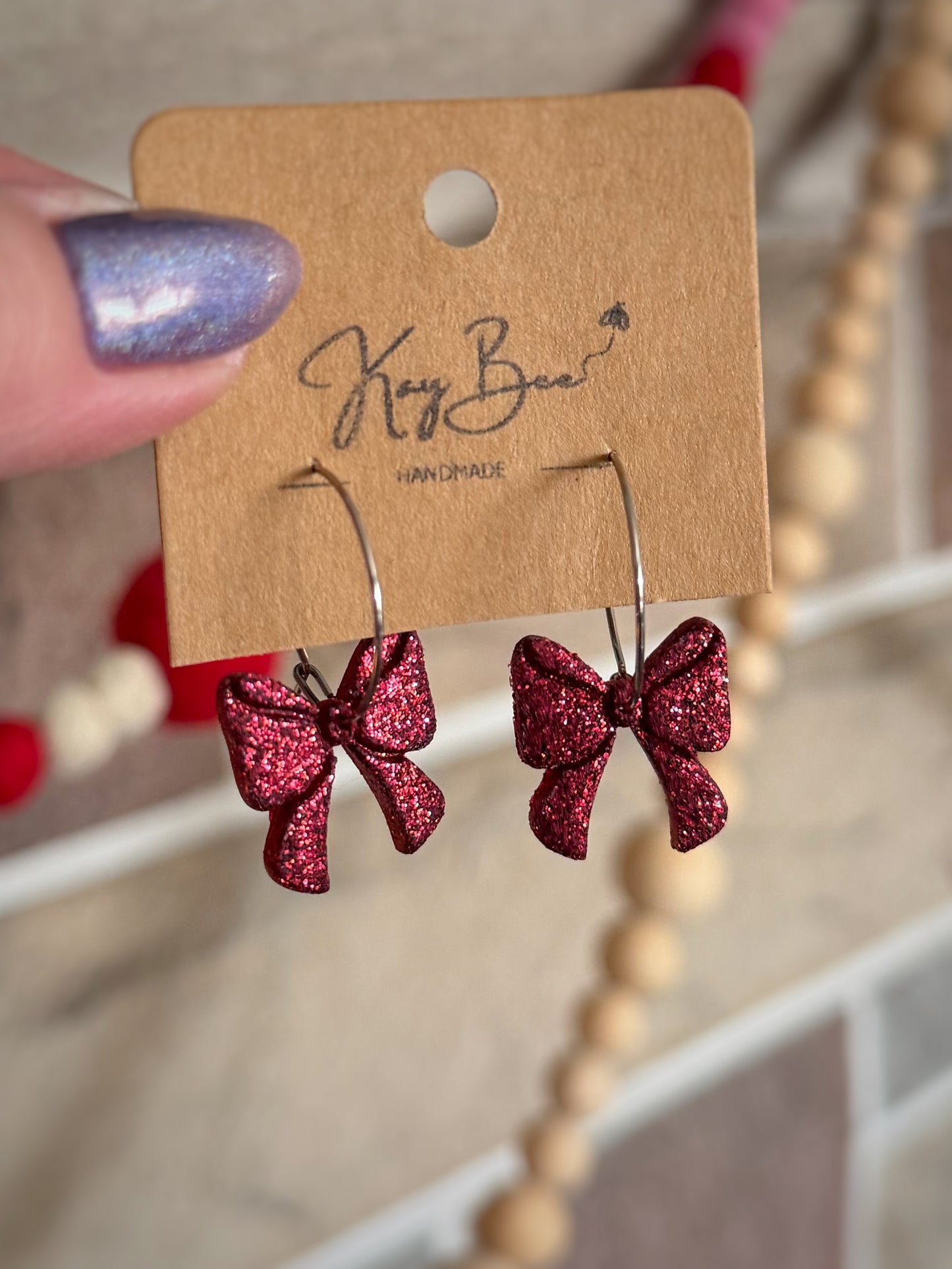 Glitter Bow Hoops