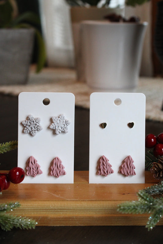 Pink Sweater Tree Studs