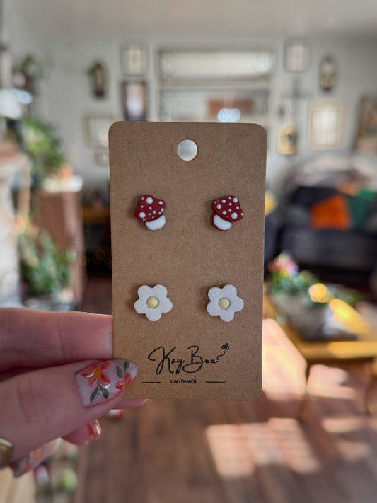 Mushroom & Daisy Studs