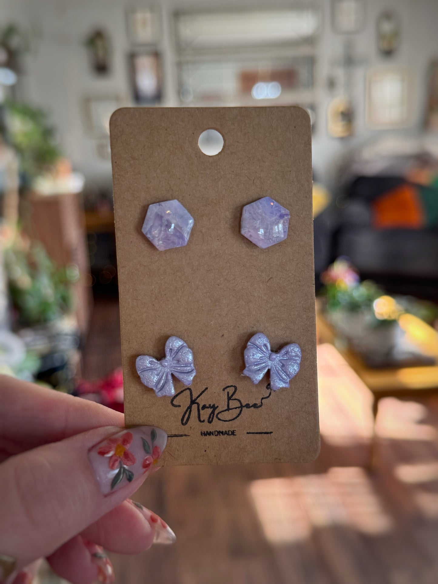 Purple Bow Studs
