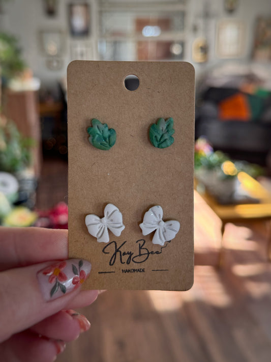 Bow and Leaf Studs