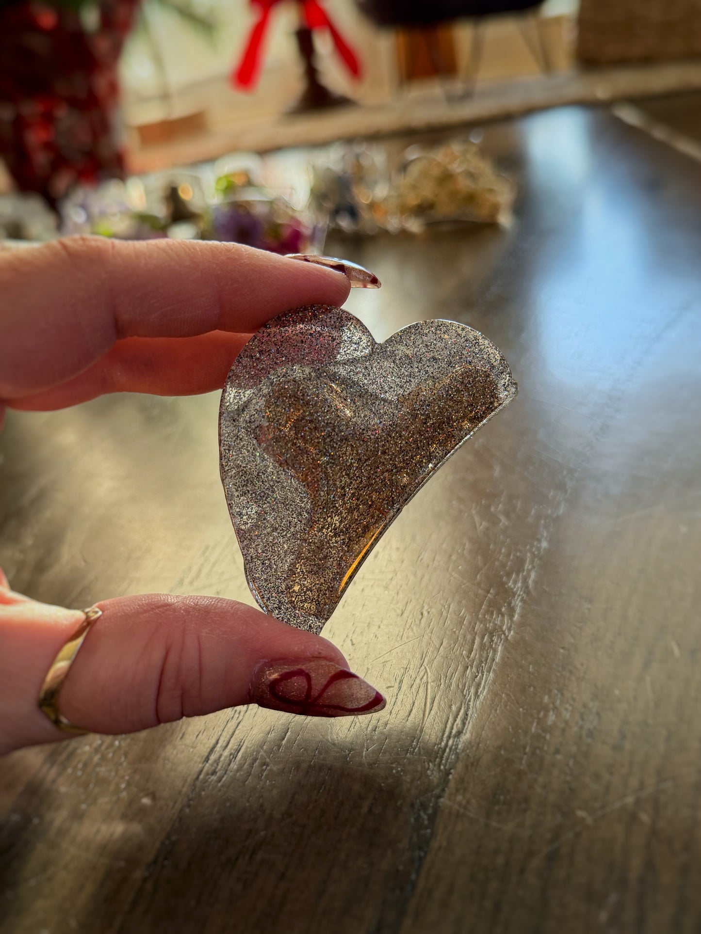 Holo Glitter Heart Claw Clip
