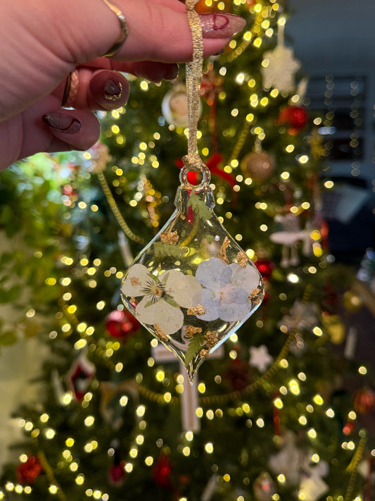 Blue Hydrangea and Pansy Ornament