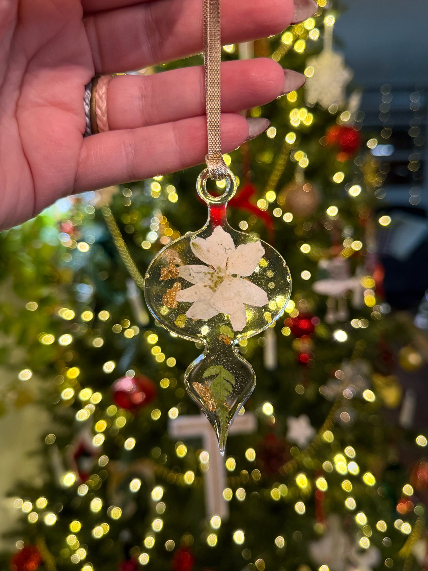 White Larkspur Ornament