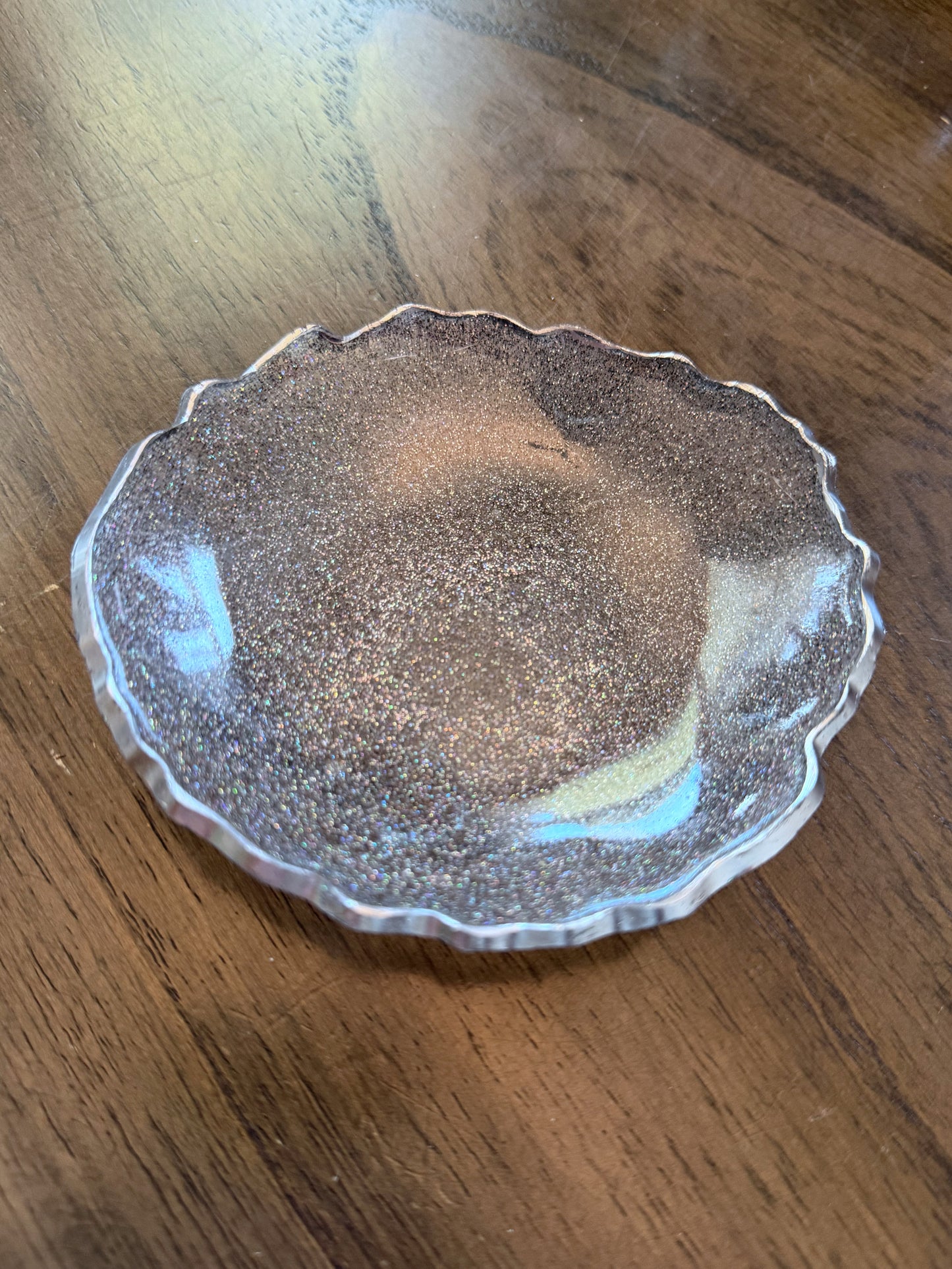 Silver Holo Glitter Ring Dish