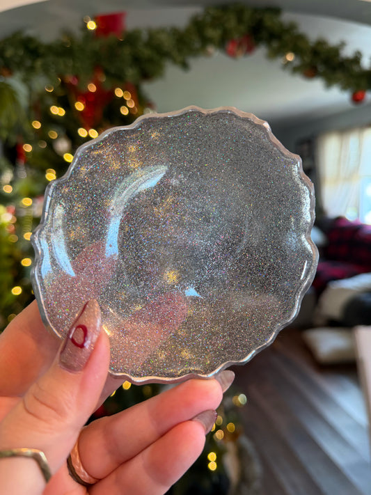 Silver Holo Glitter Ring Dish