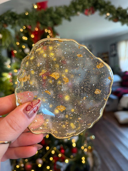 Clear Gold Leaf Ring Dish
