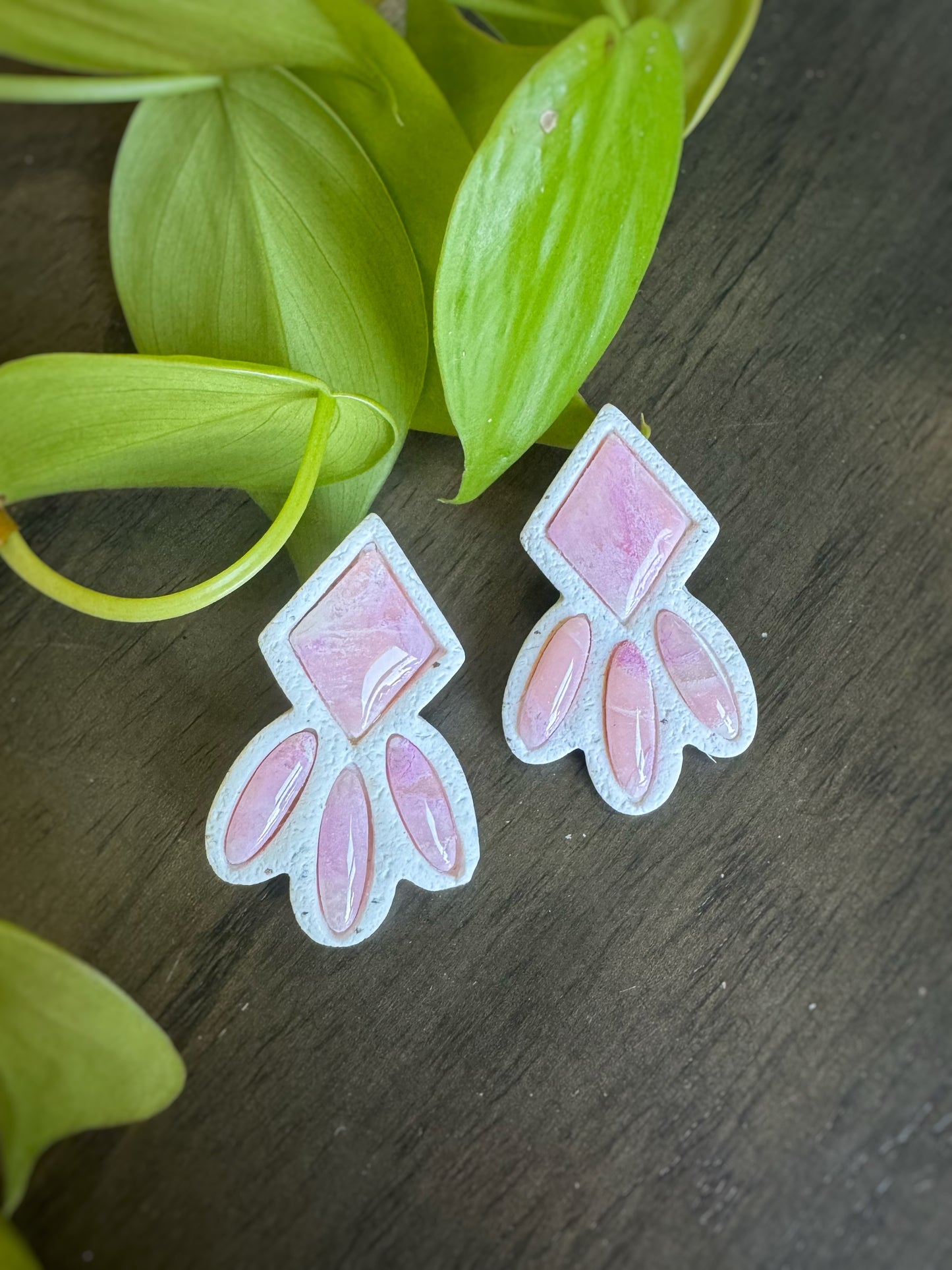 Rose Quartz Bezel Studs