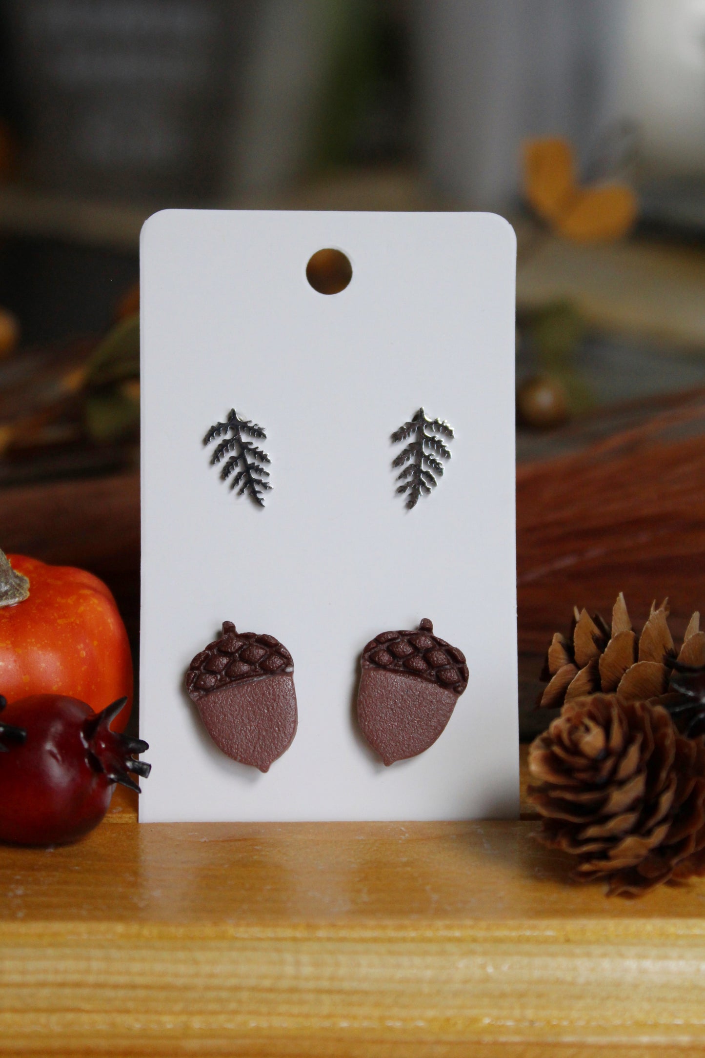 Acorn and Fern Leaf Studs