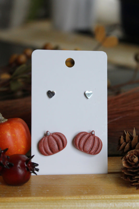 Pumpkin and Heart Studs