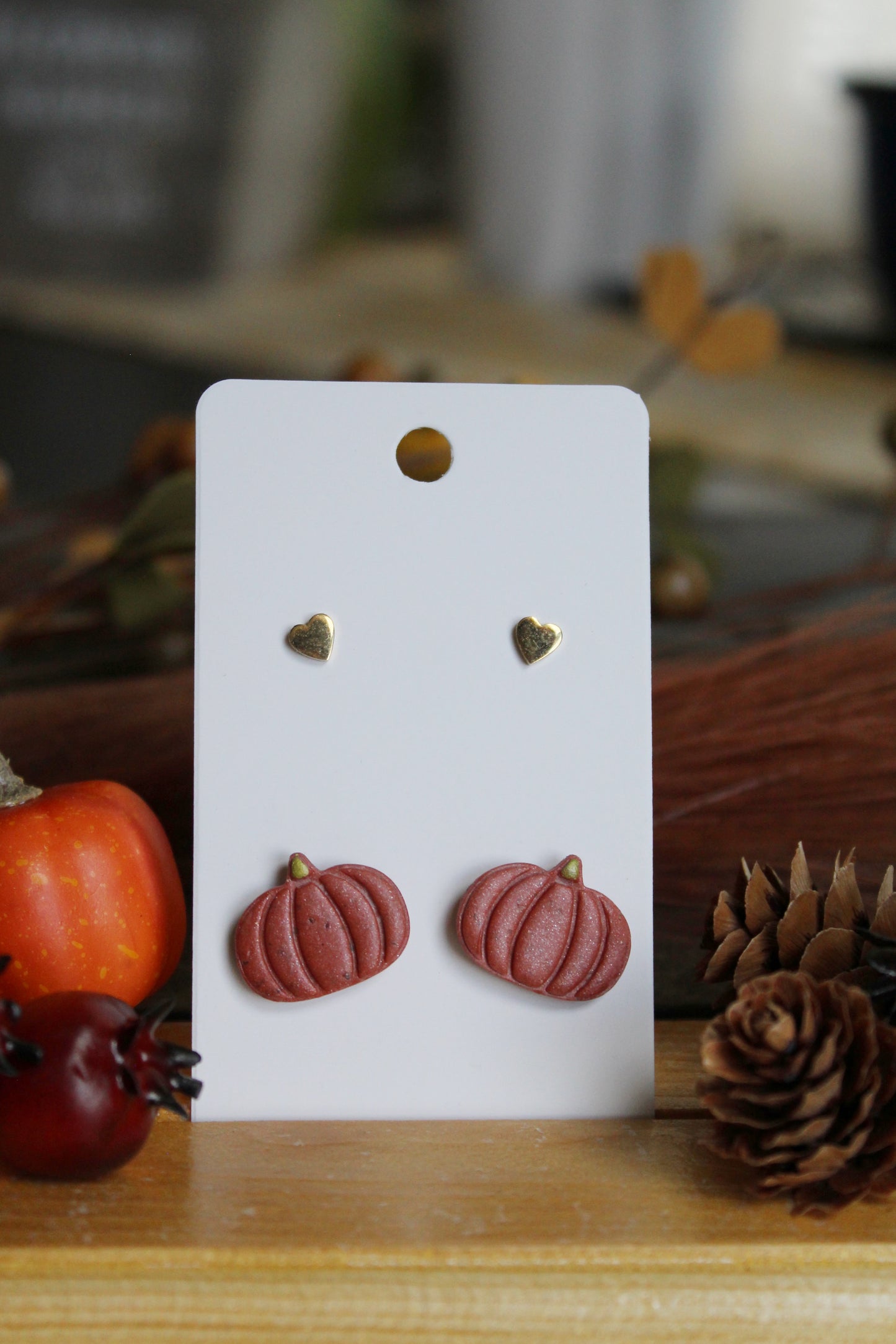 Pumpkin and Heart Studs