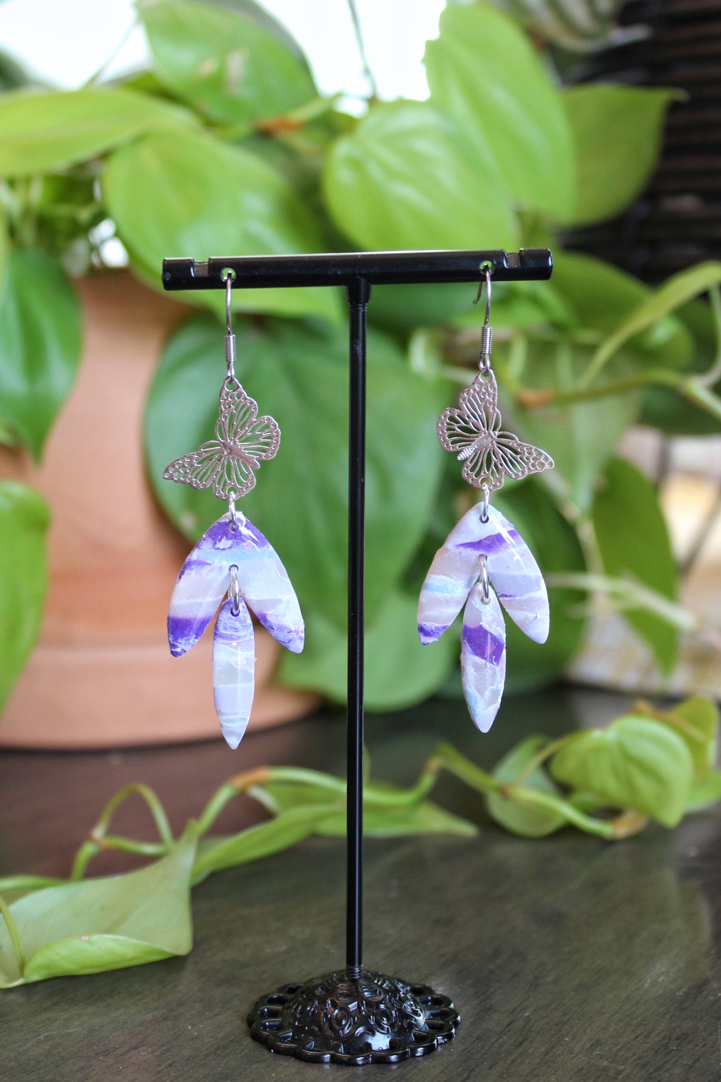 Purple Butterfly Dangles