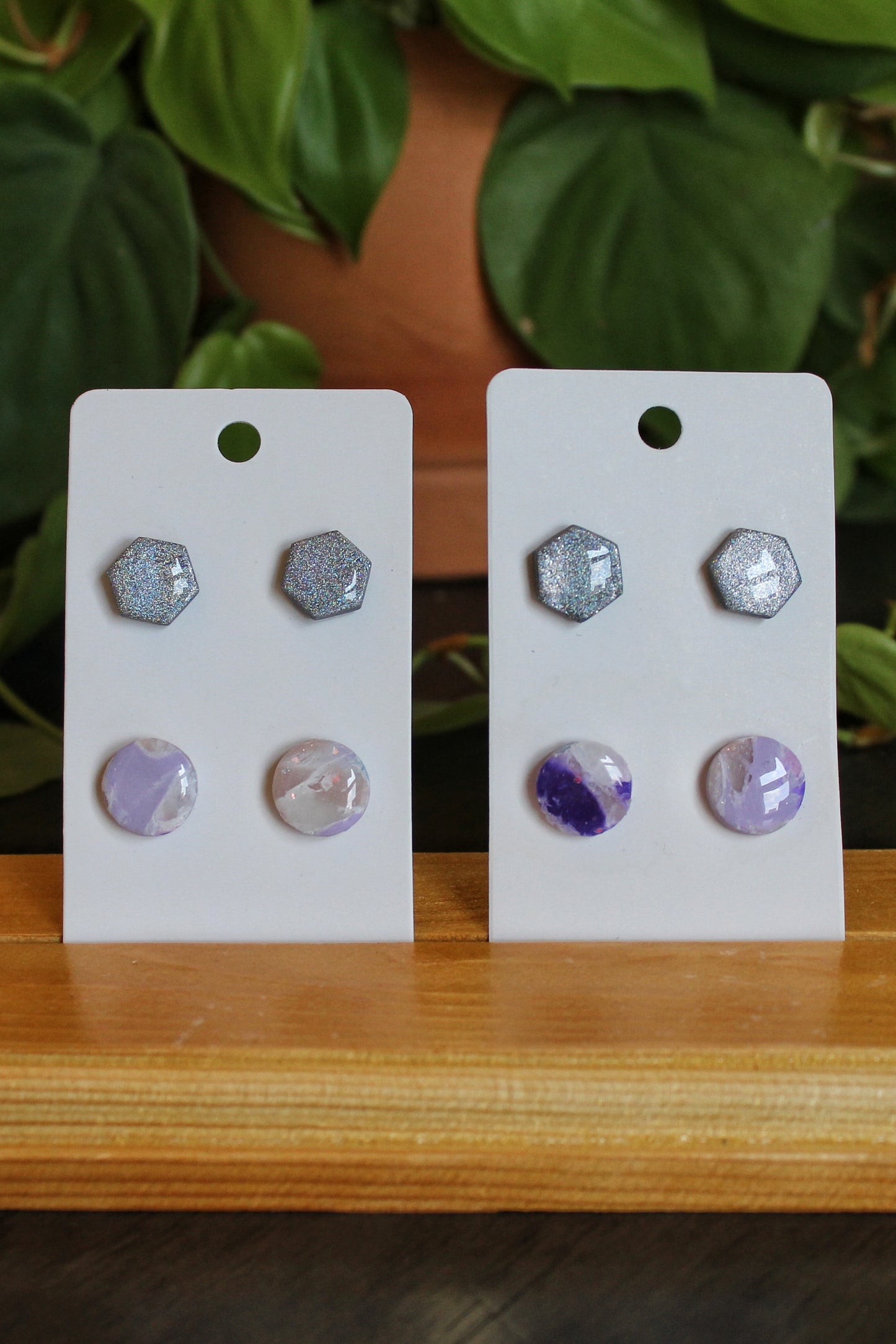 Purple Marble Studs