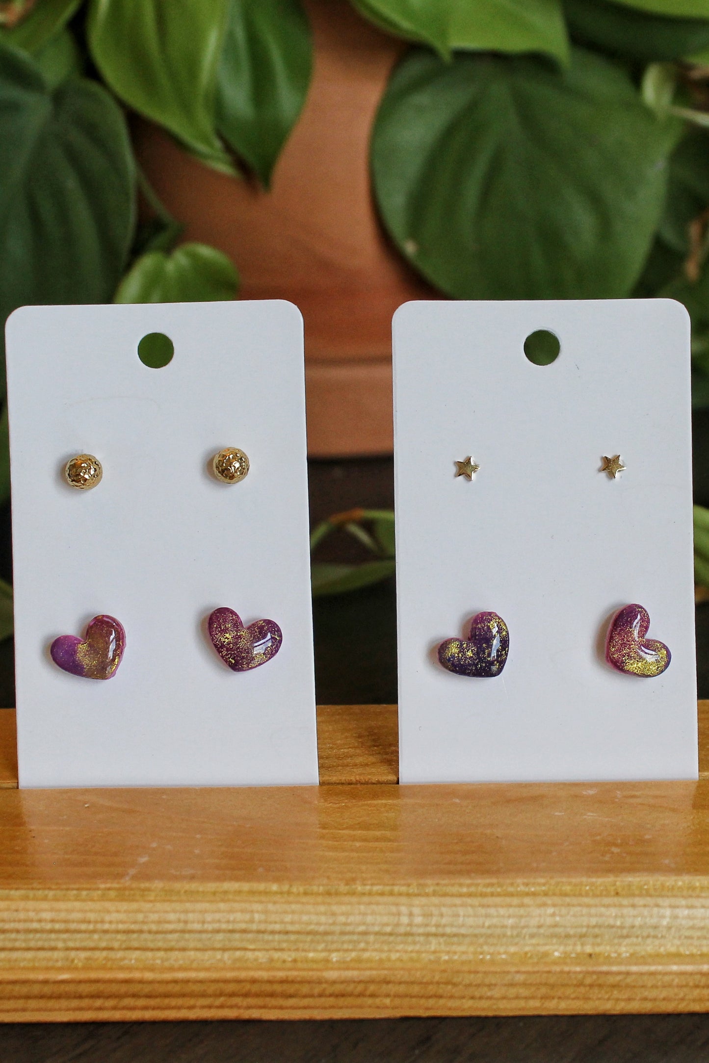 Watercolor Heart Studs