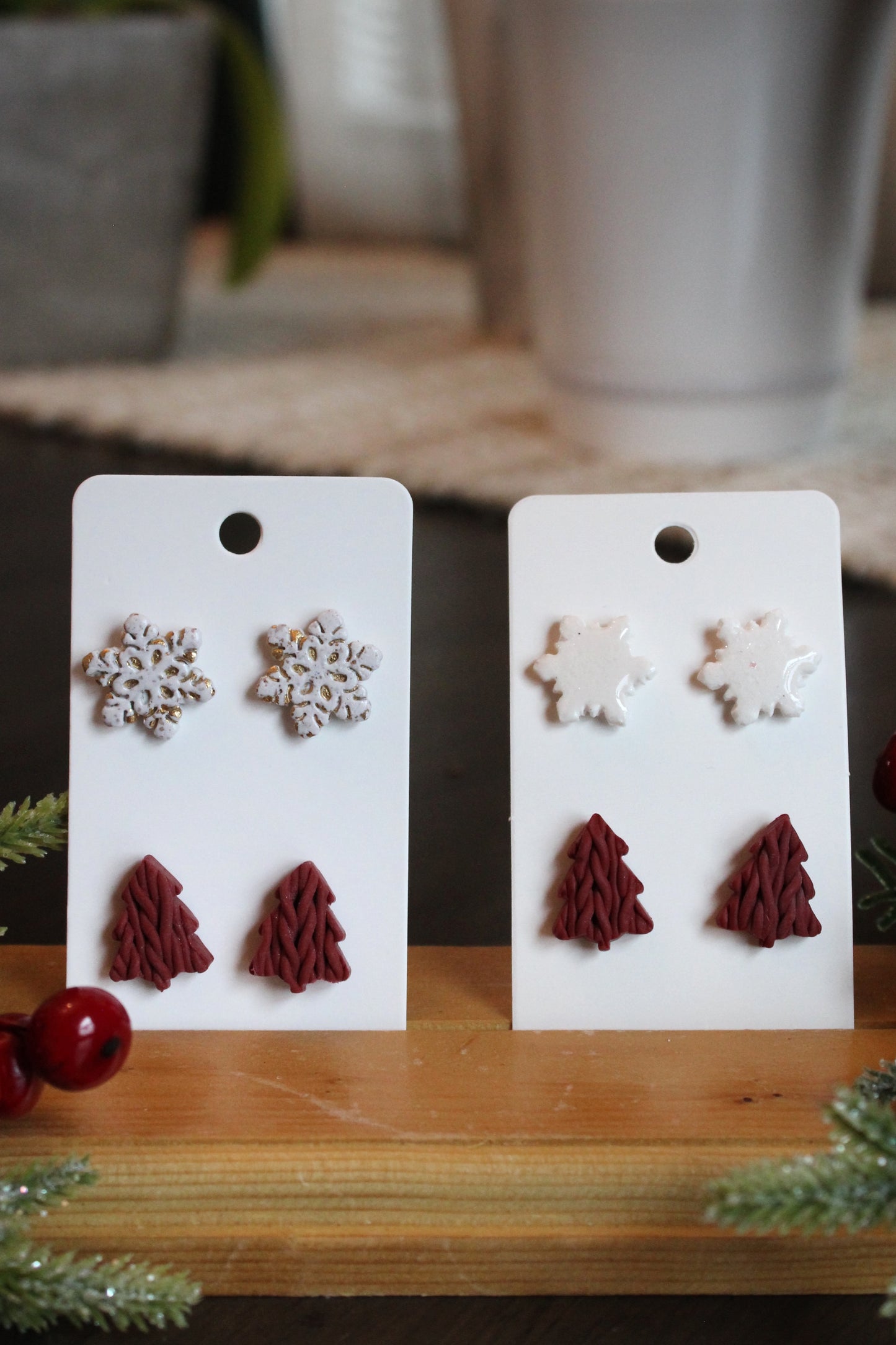 Red Sweater Tree Studs