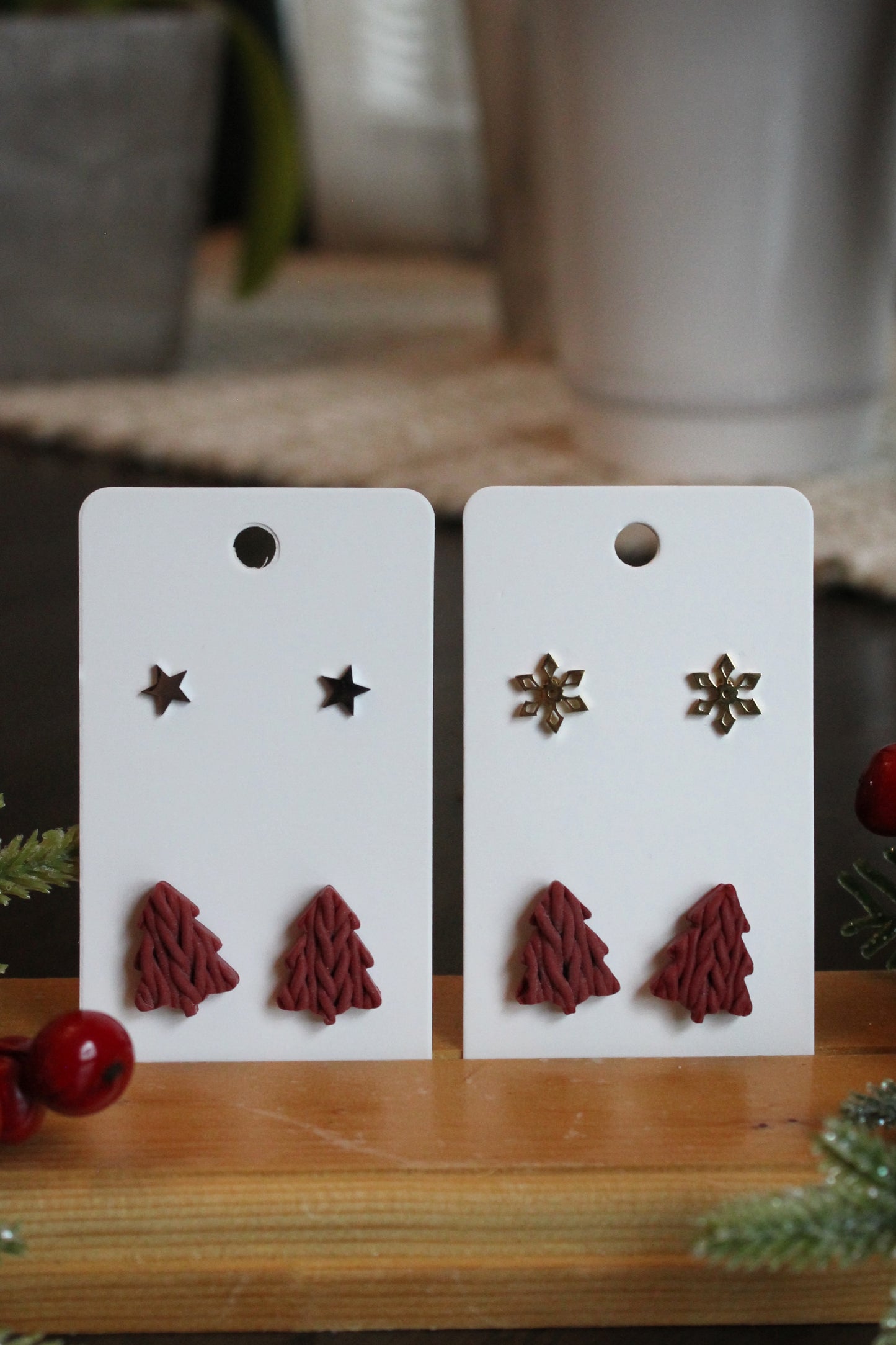 Red Sweater Tree Studs