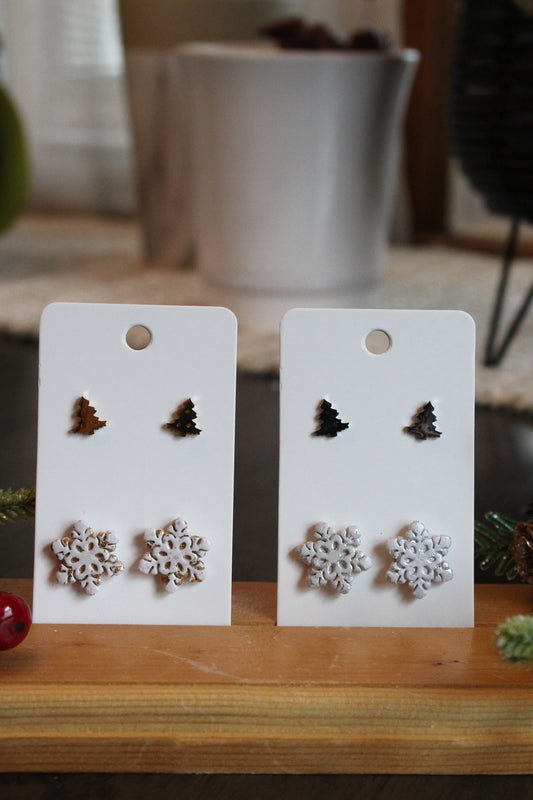 Clay Snowflake Studs