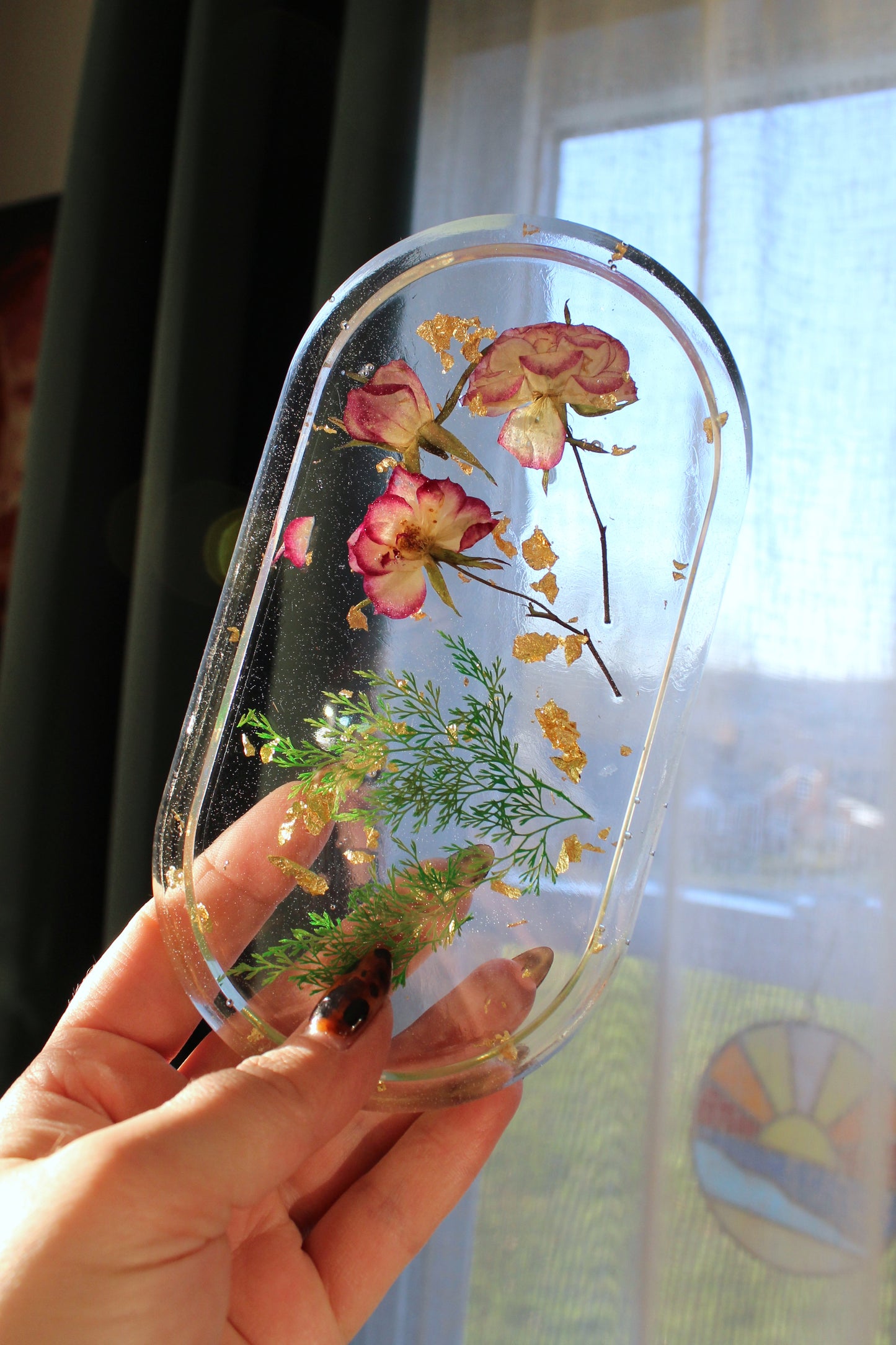 Gold Leaf Rose Ring Tray